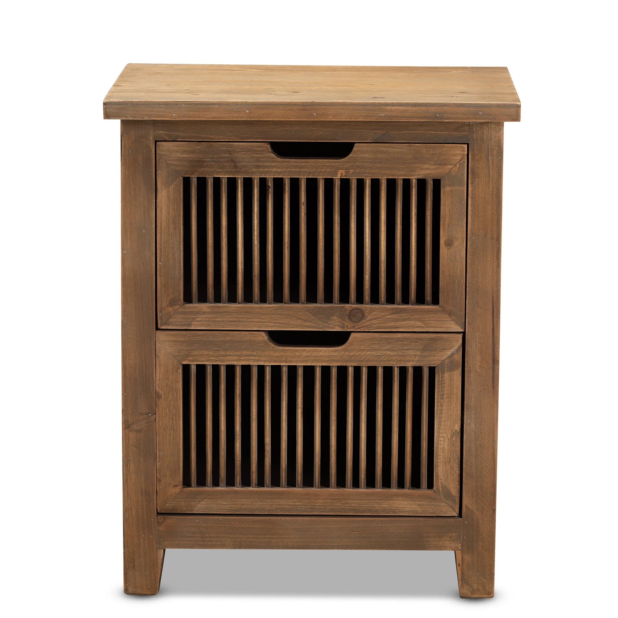 Baxton Studio Clement Rustic Transitional Medium Oak Finished 2-Drawer Wood Spindle End Table - Image 6