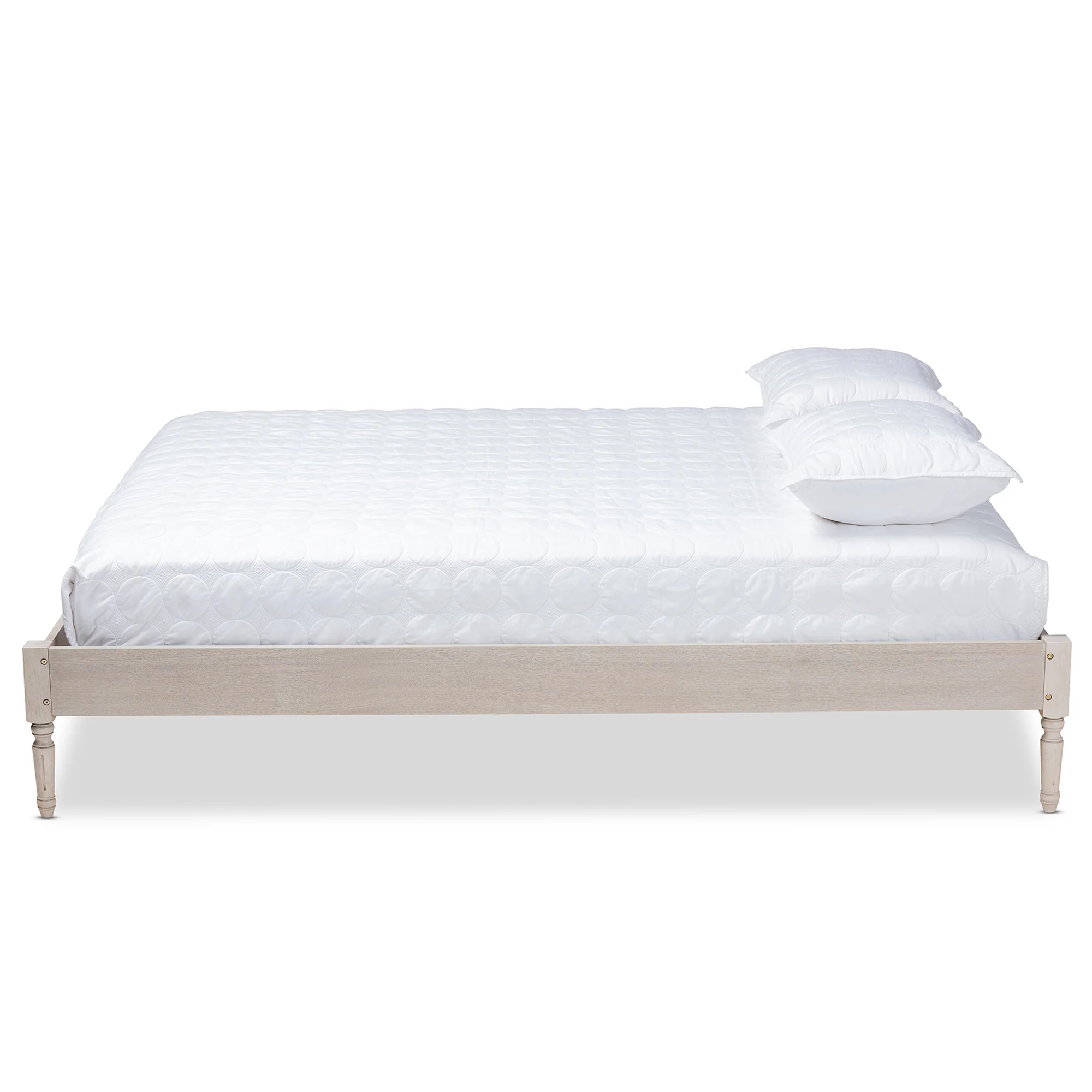 Baxton Studio Colette French Bohemian Antique White Oak Finished Wood King Size Platform Bed Frame - Image 3