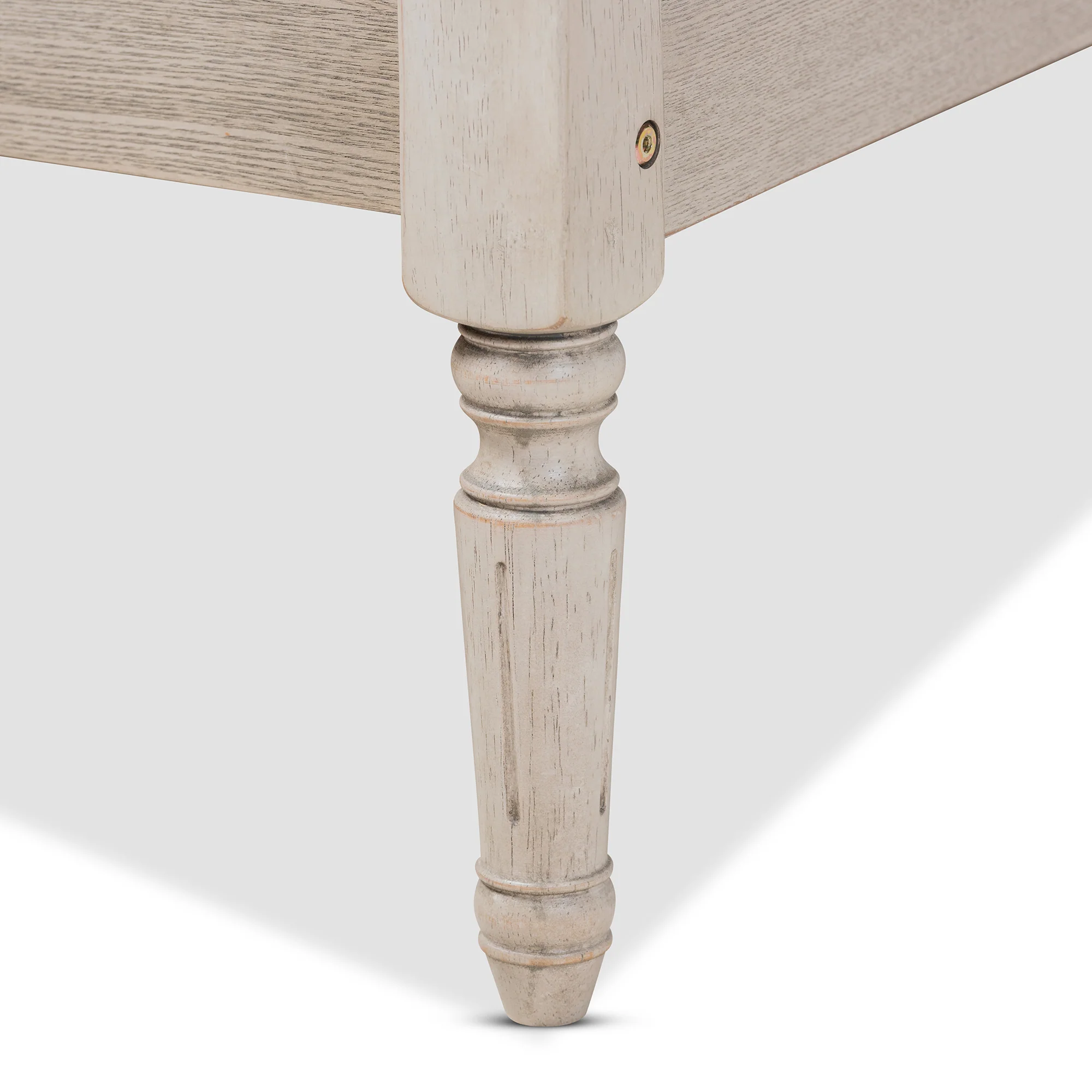 Baxton Studio Colette French Bohemian Antique White Oak Finished Wood King Size Platform Bed Frame - Image 5