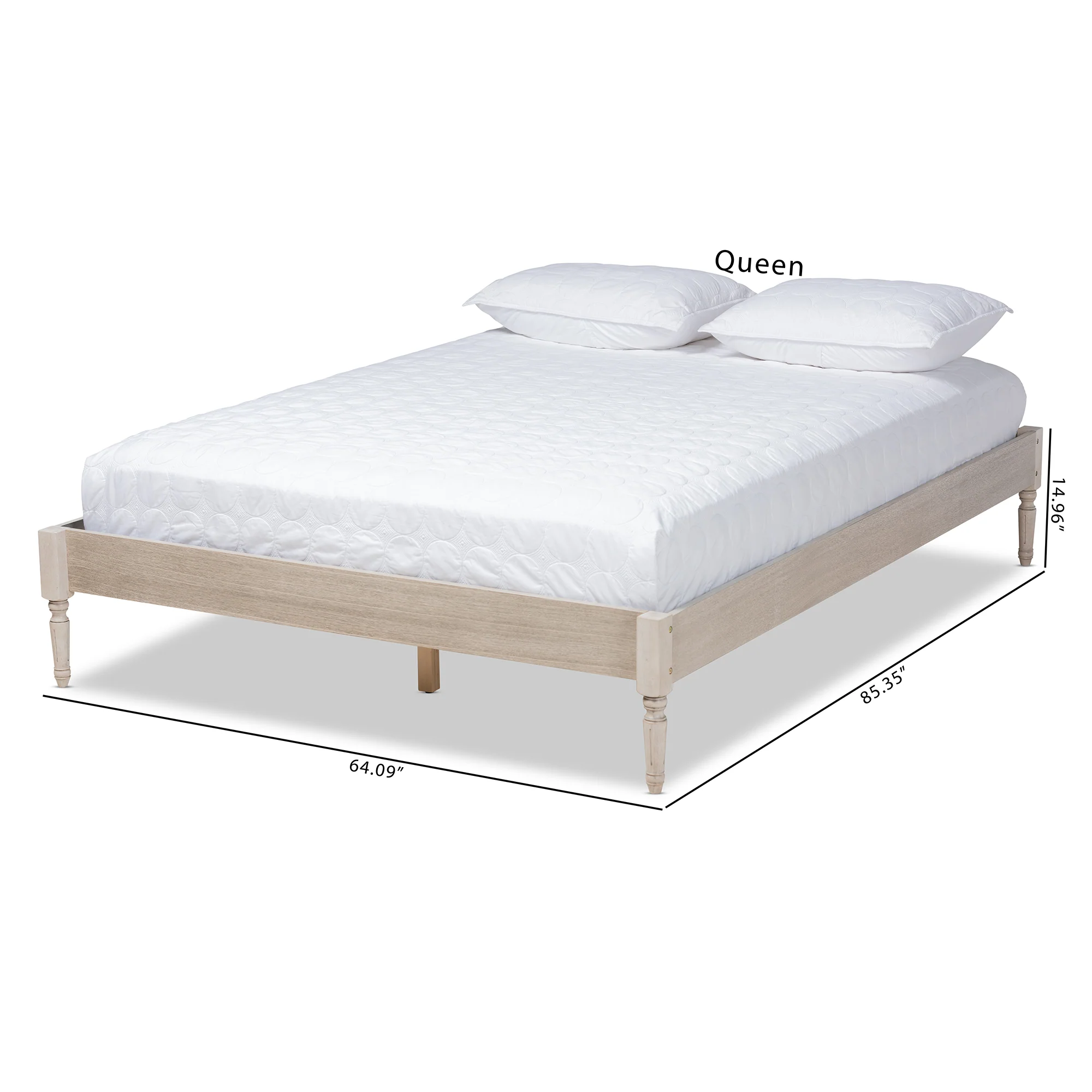Baxton Studio Colette French Bohemian Antique White Oak Finished Wood King Size Platform Bed Frame - Image 9