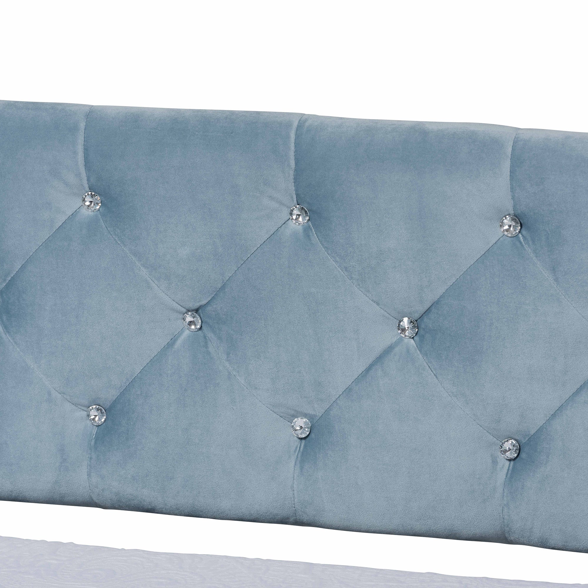 Baxton Studio Cora Modern and Contemporary Light Blue Velvet Fabric Upholstered and Dark Brown Finished Wood Twin Size Daybed - Image 5
