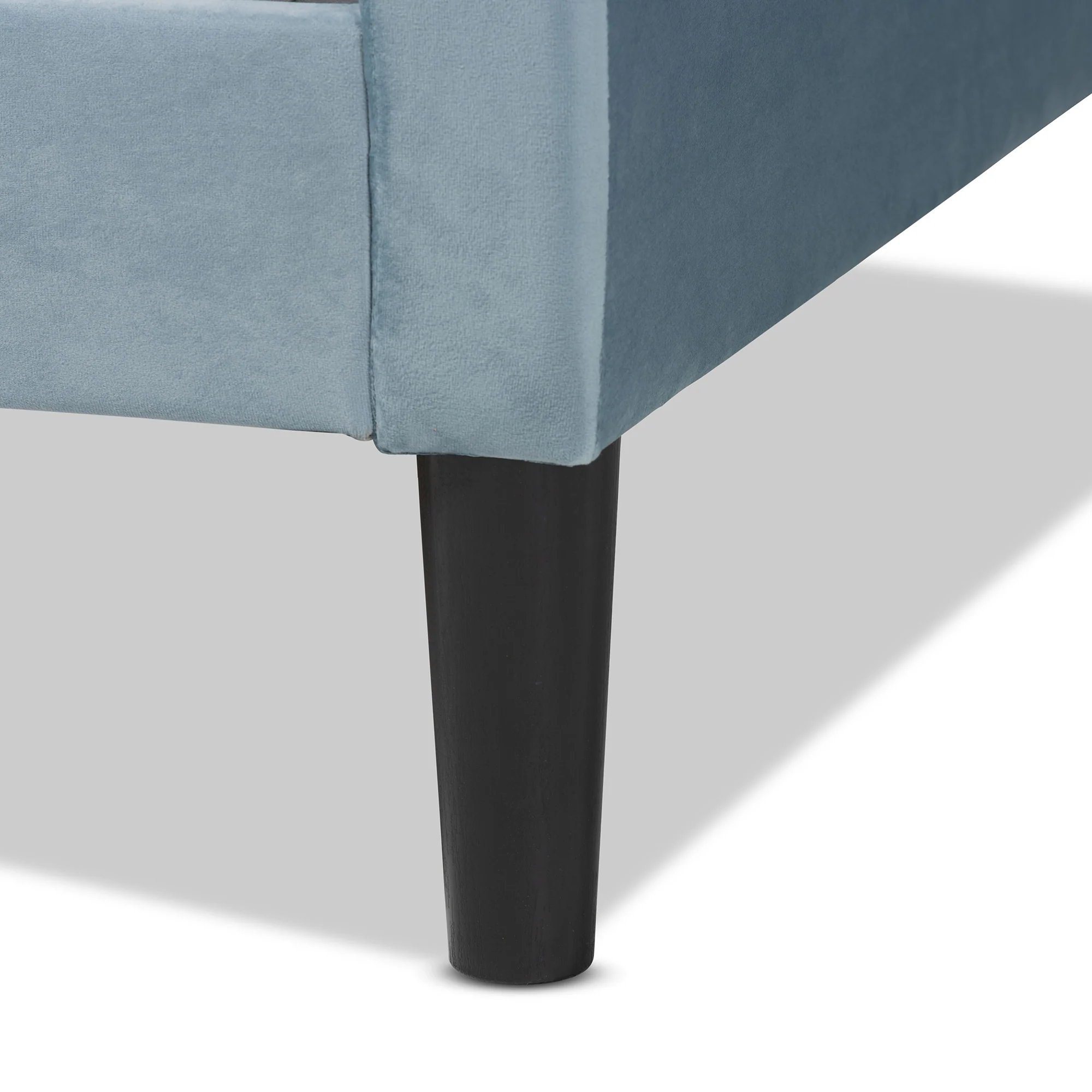 Baxton Studio Cora Modern and Contemporary Light Blue Velvet Fabric Upholstered and Dark Brown Finished Wood Twin Size Daybed - Image 6