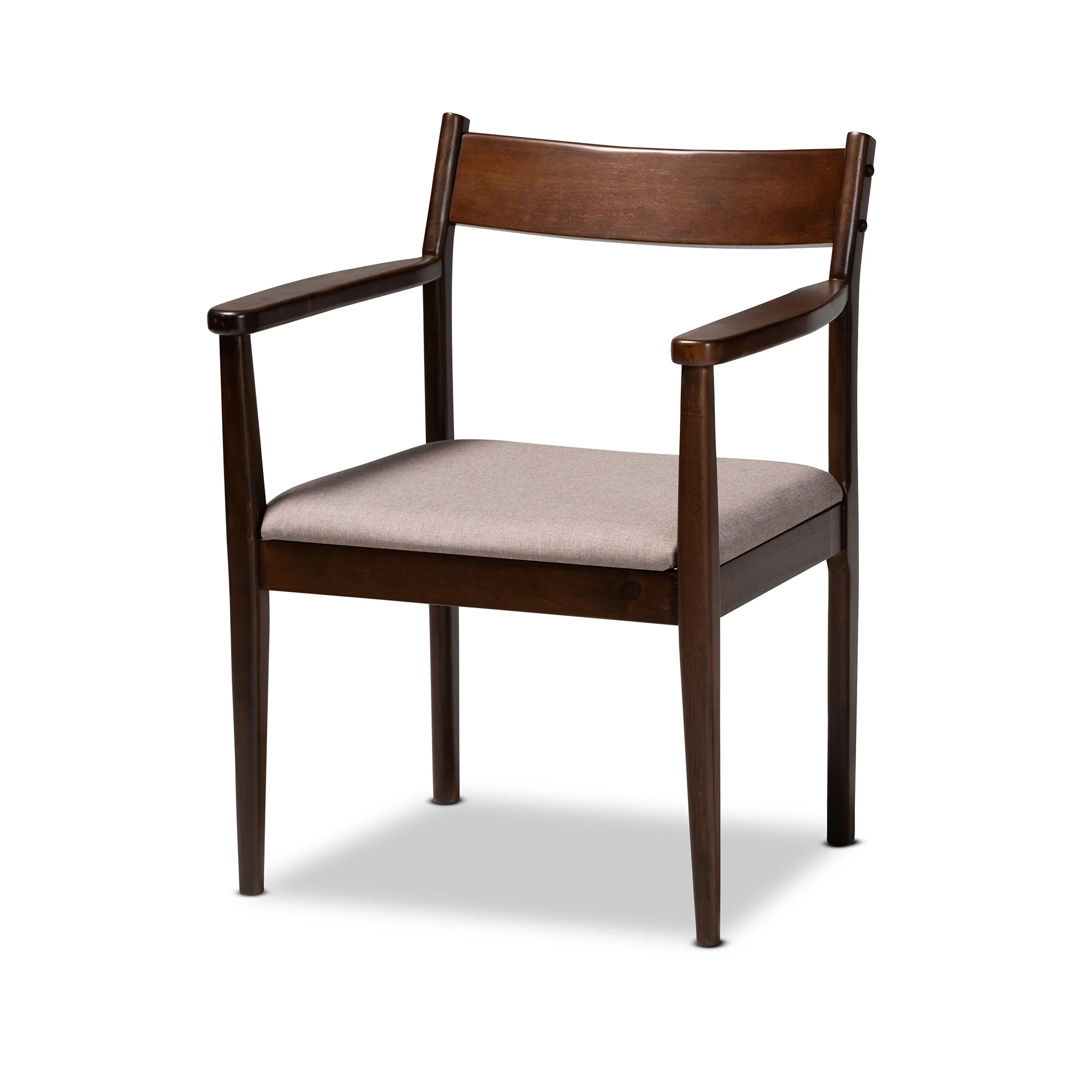 Baxton Studio Coretta Mid-Century Modern Warm Grey Fabric and Dark Brown Finished Wood 5-Piece Dining Set - Image 5