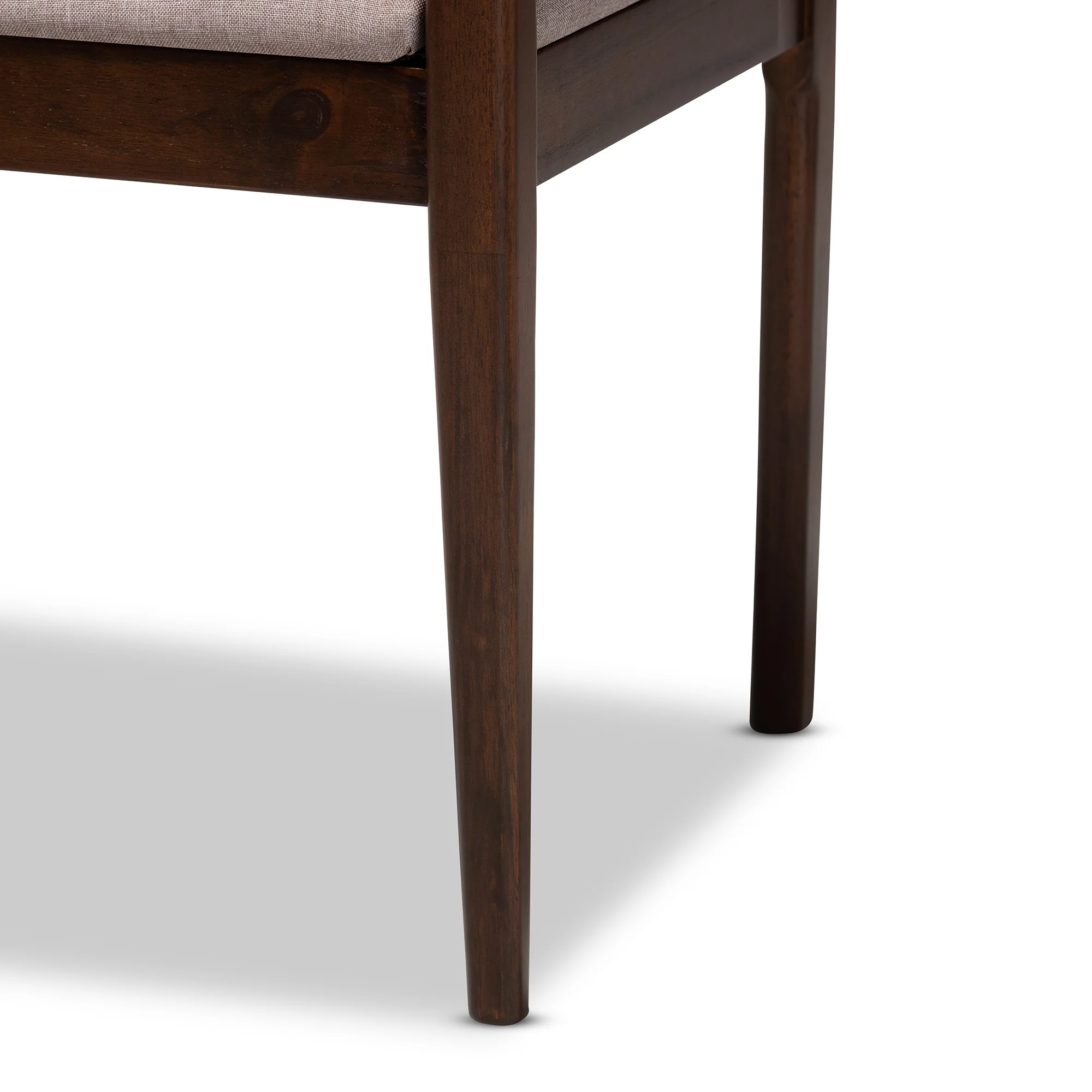Baxton Studio Coretta Mid-Century Modern Warm Grey Fabric and Dark Brown Finished Wood 5-Piece Dining Set - Image 9
