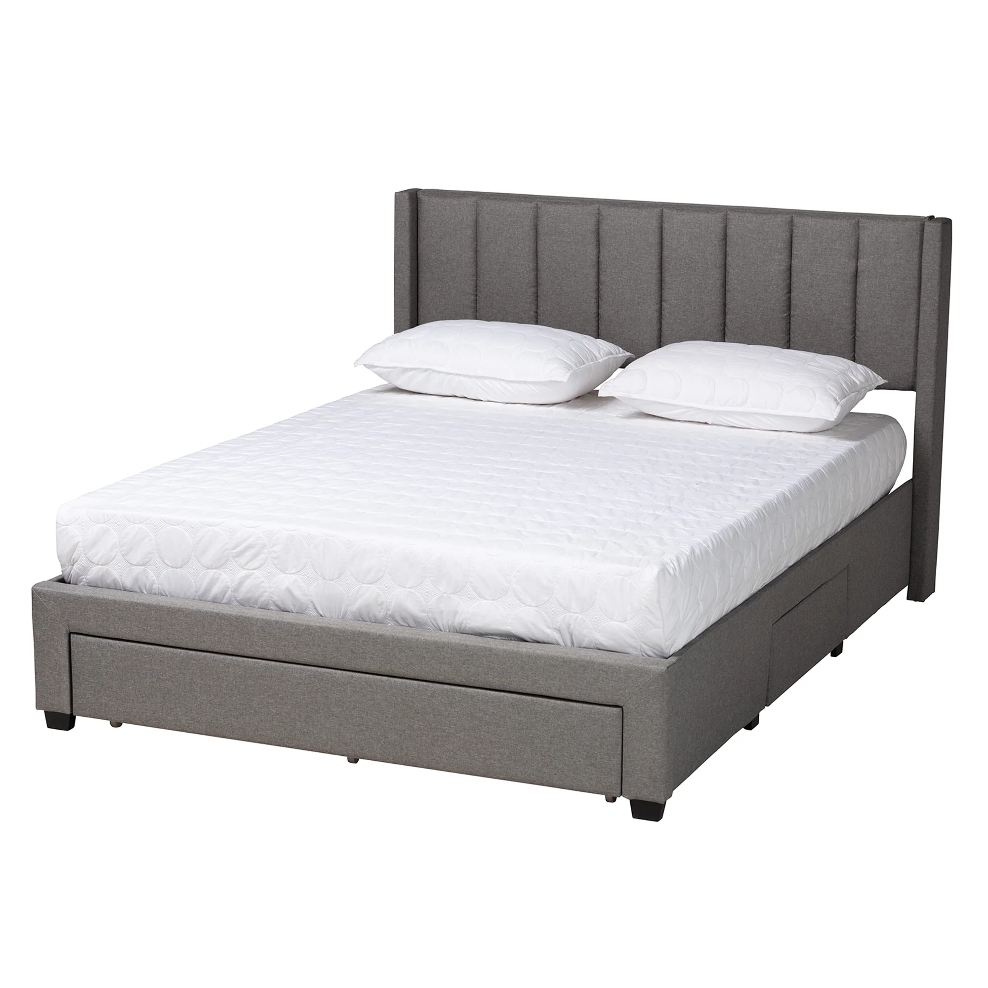 Baxton Studio Coronado Mid-Century Modern Transitional Beige Fabric Full Size 3-Drawer Storage Platform Bed - Image 12