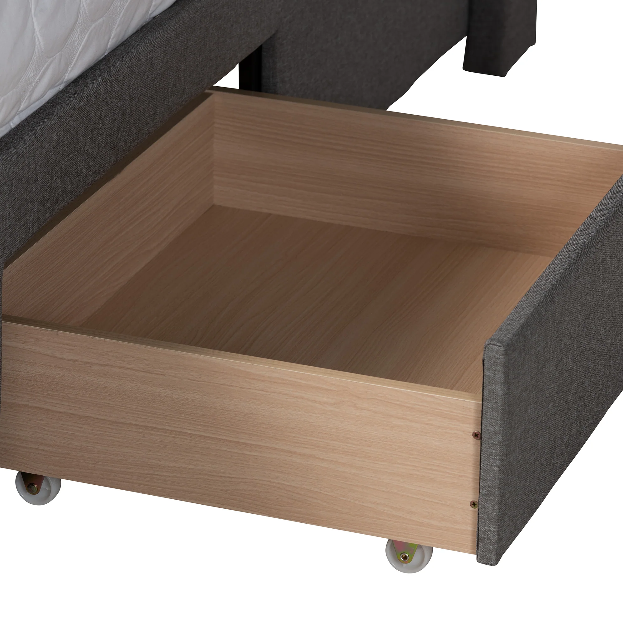Baxton Studio Coronado Mid-Century Modern Transitional Beige Fabric Full Size 3-Drawer Storage Platform Bed - Image 18