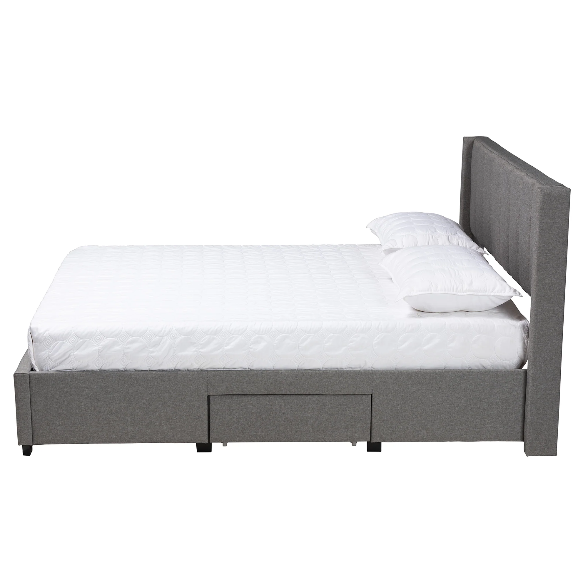 Baxton Studio Coronado Mid-Century Modern Transitional Beige Fabric Queen Size 3-Drawer Storage Platform Bed - Image 14