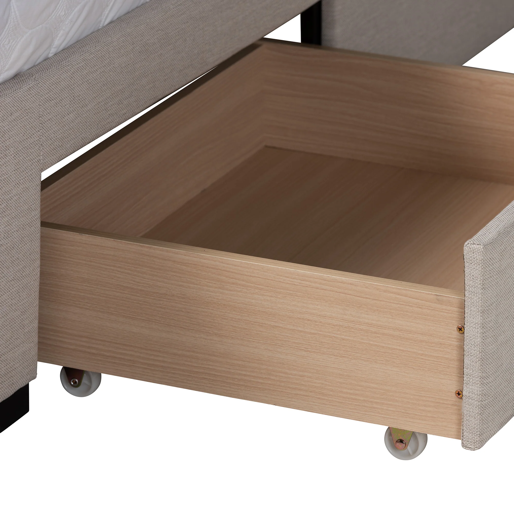 Baxton Studio Coronado Mid-Century Modern Transitional Beige Fabric Queen Size 3-Drawer Storage Platform Bed - Image 8