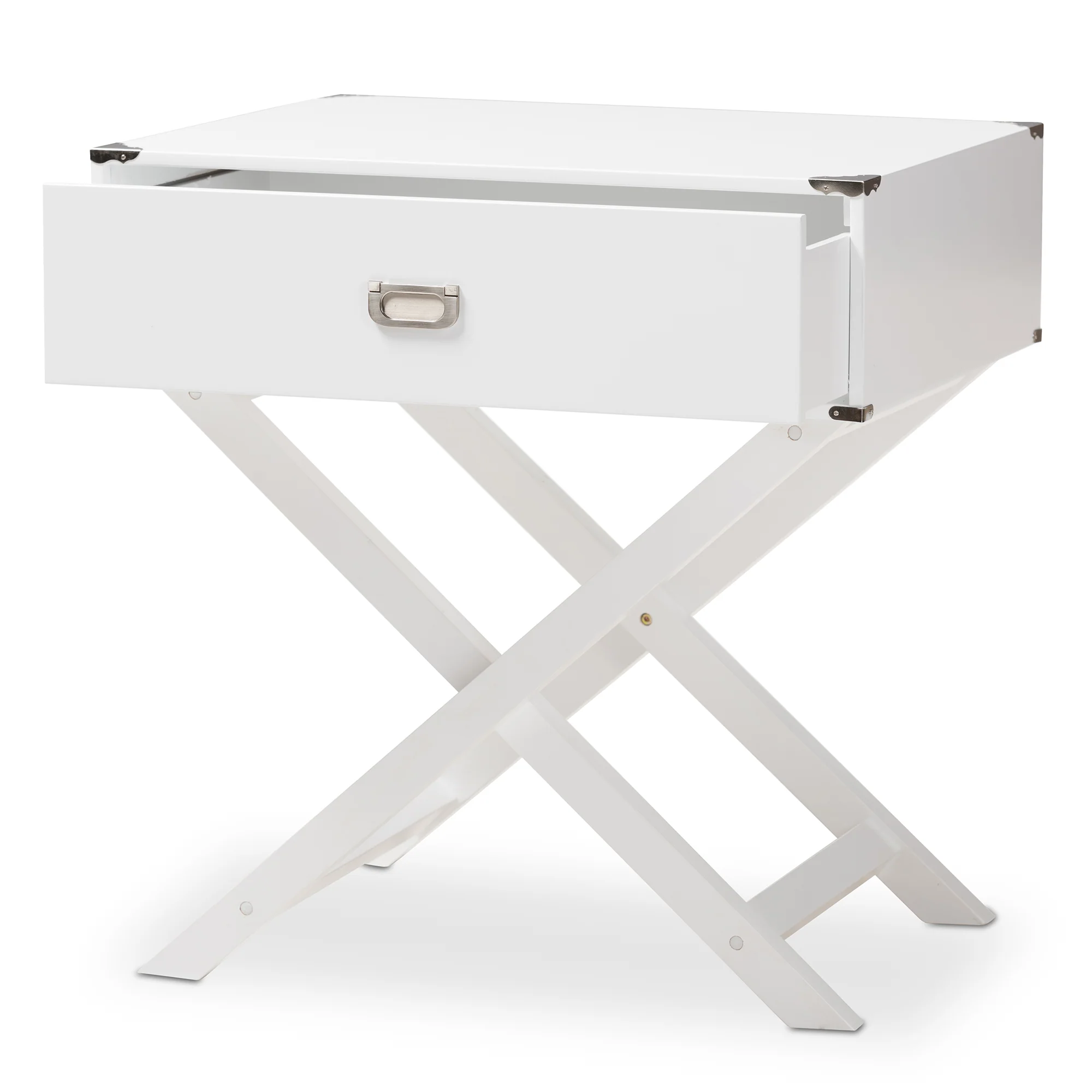Baxton Studio Curtice Modern And Contemporary White 1-Drawer Wooden End Table - Image 3