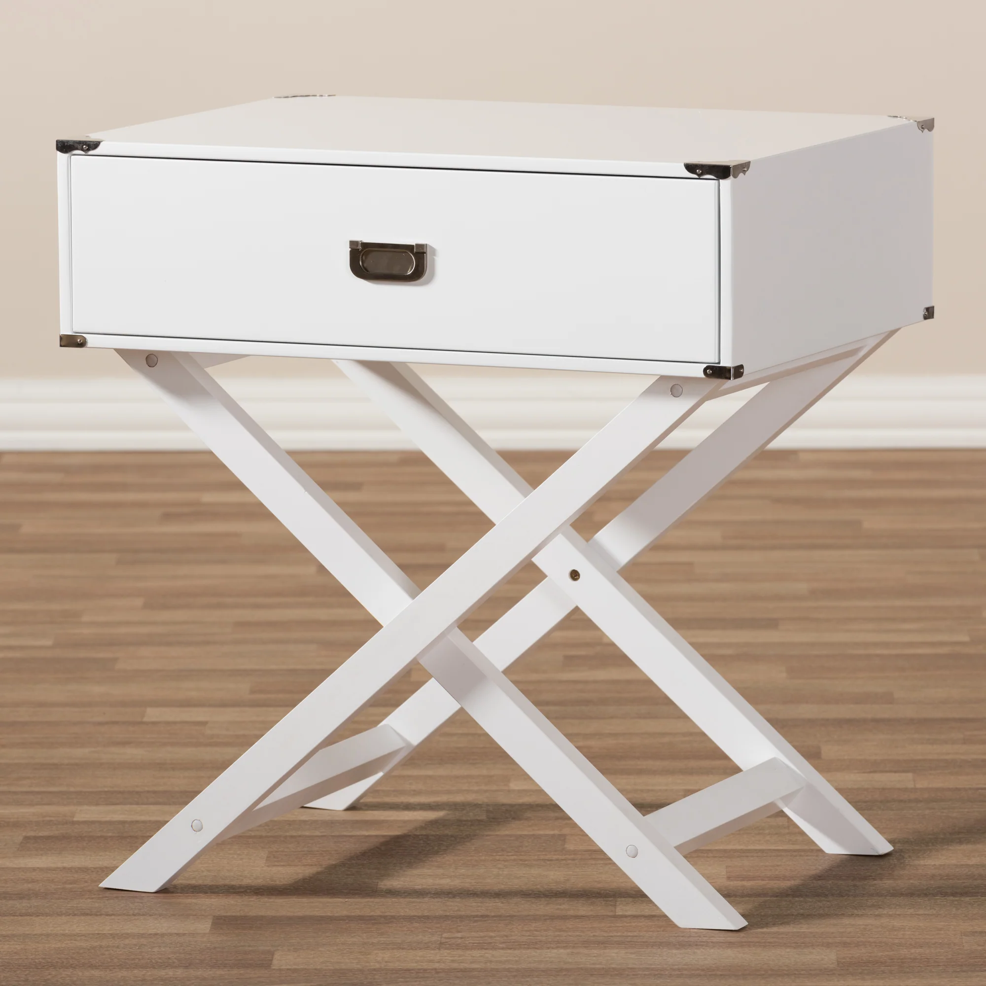 Baxton Studio Curtice Modern And Contemporary White 1-Drawer Wooden End Table - Image 7