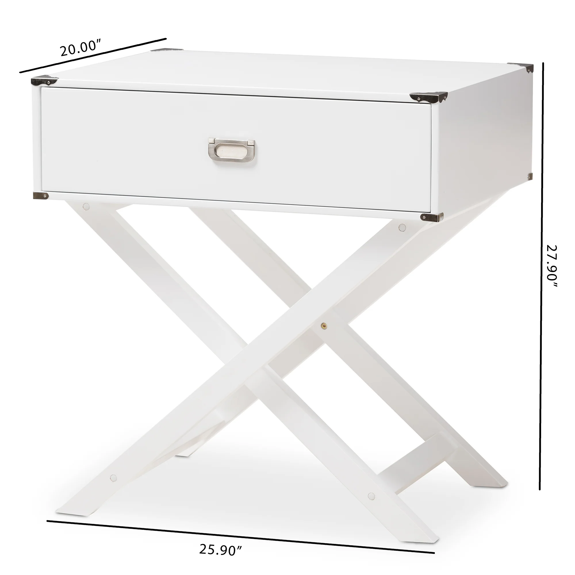 Baxton Studio Curtice Modern And Contemporary White 1-Drawer Wooden End Table - Image 8