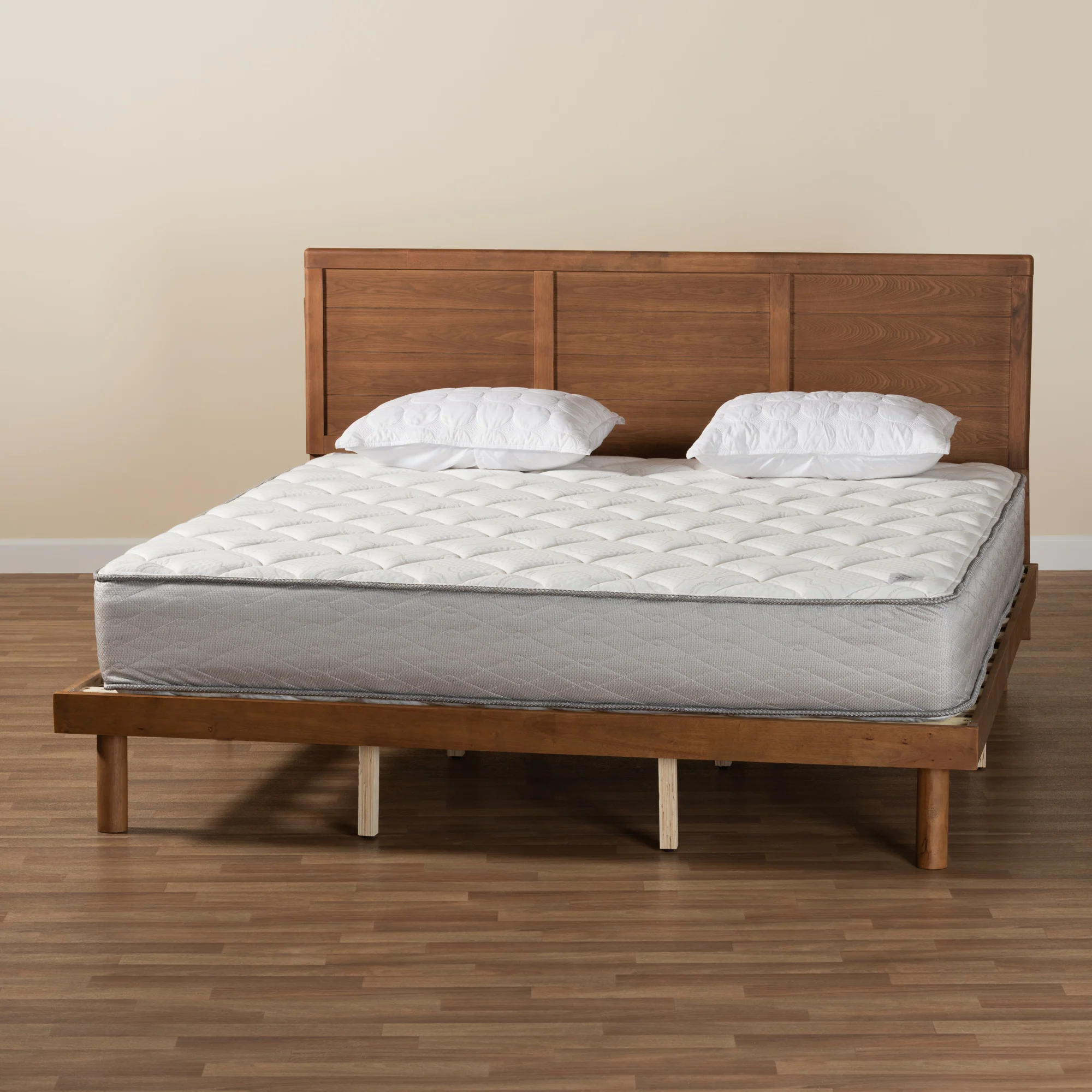 Baxton Studio Daina Mid-Century Modern Ash Walnut Finished Wood King Size Platform Bed - Image 10