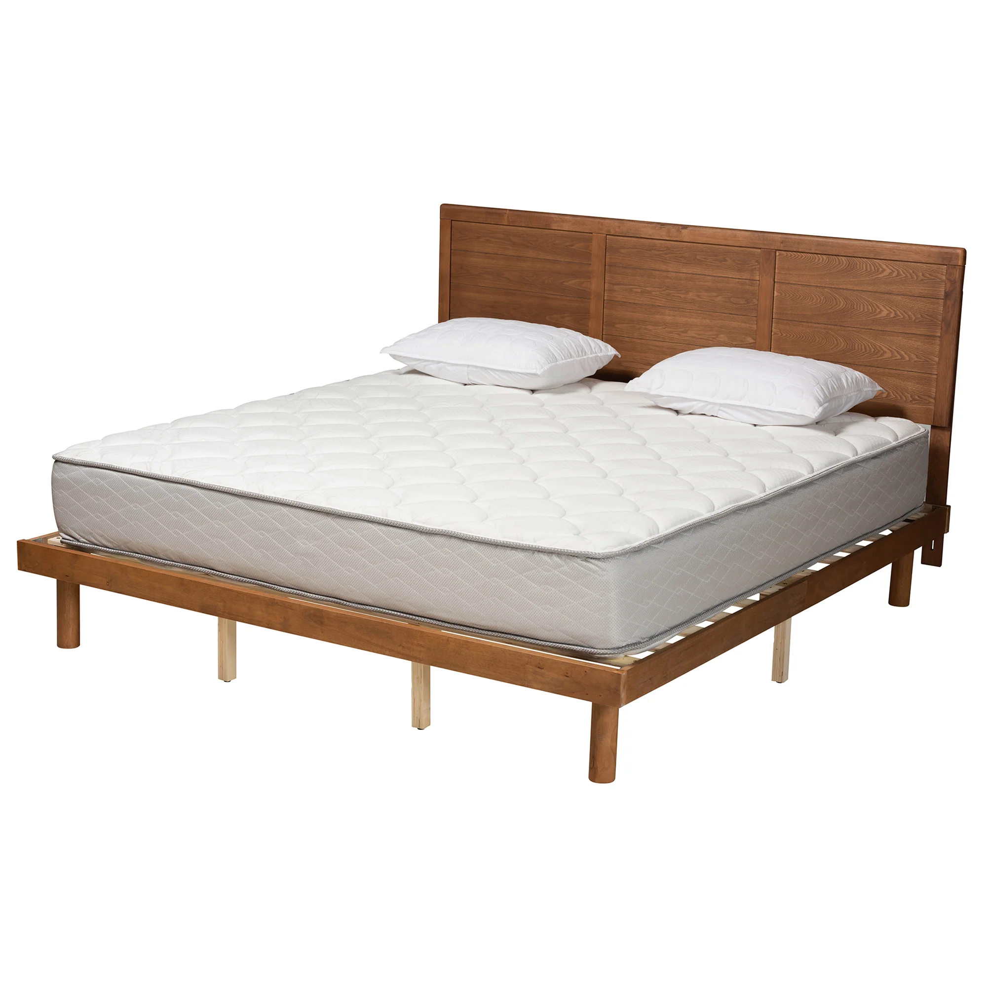 Baxton Studio Daina Mid-Century Modern Ash Walnut Finished Wood King Size Platform Bed - Image 2