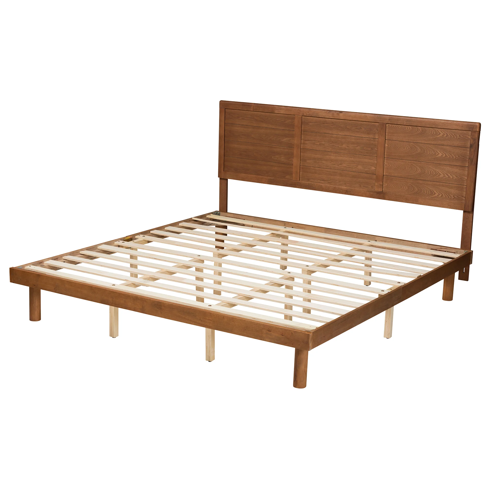 Baxton Studio Daina Mid-Century Modern Ash Walnut Finished Wood King Size Platform Bed - Image 4