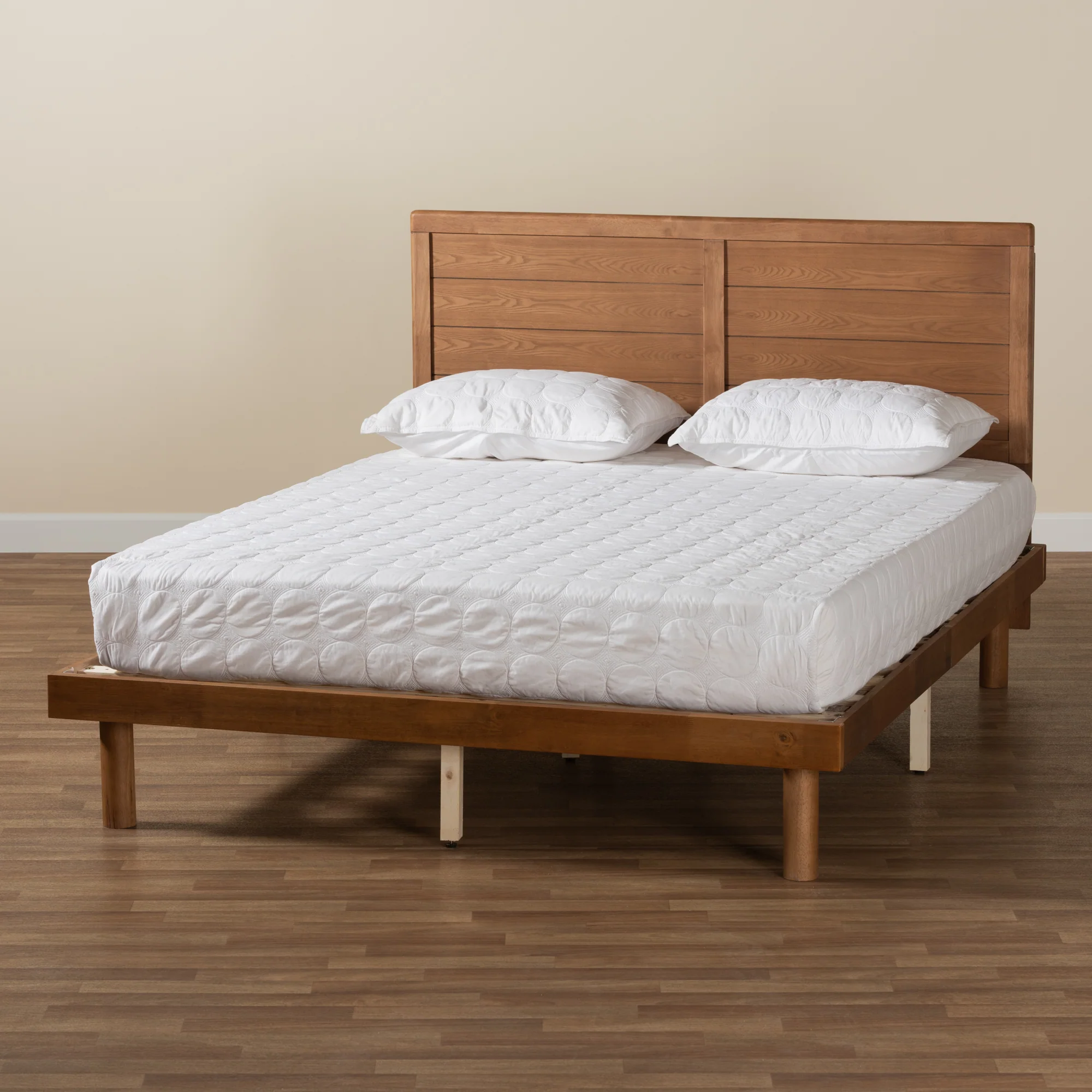 Baxton Studio Daina Mid-Century Modern Ash Walnut Finished Wood Queen Size Platform Bed - Image 10