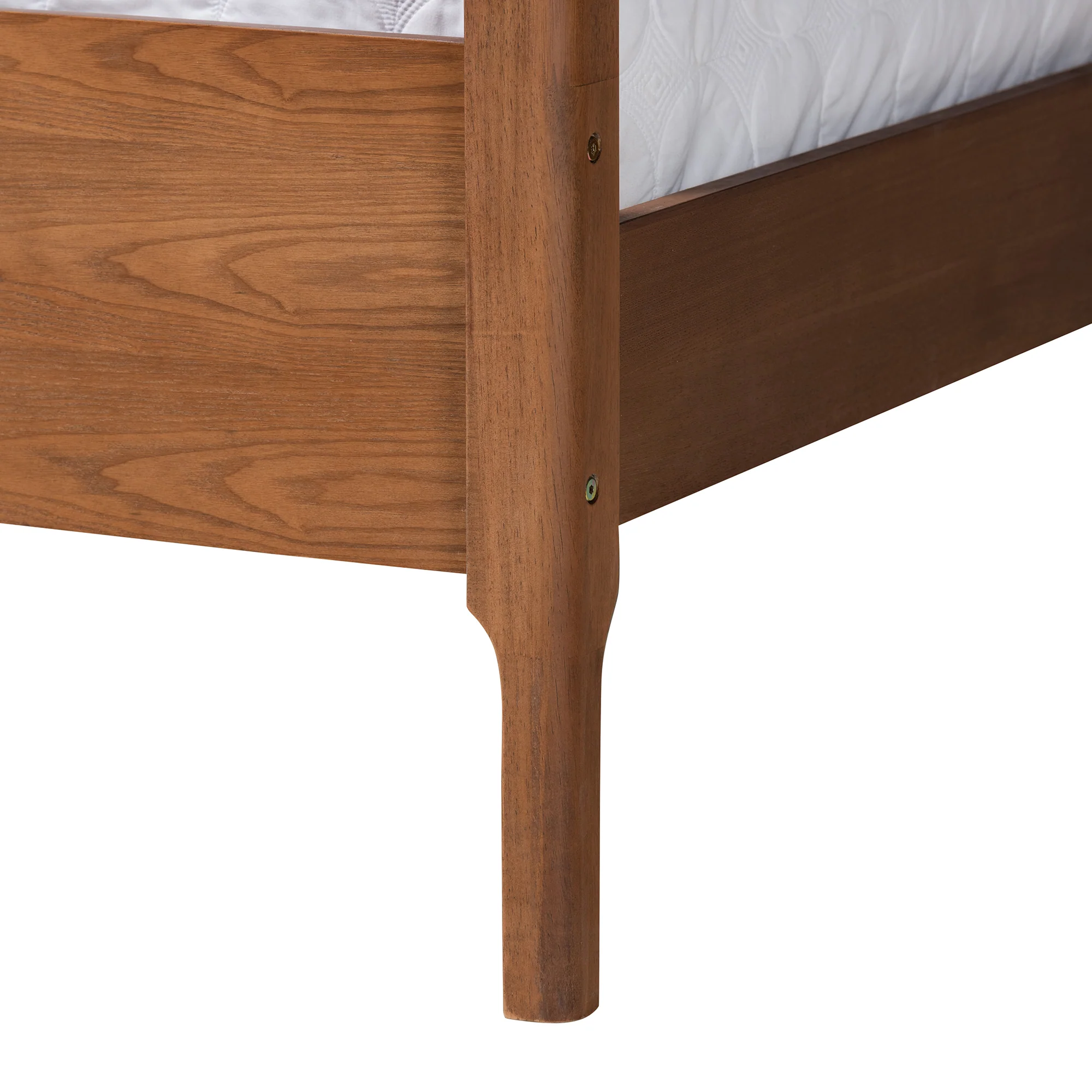Baxton Studio Dakota Classic and Traditional Light Grey Fabric and Ash Walnut Finished Wood Queen Size Platform Canopy Bed - Image 6