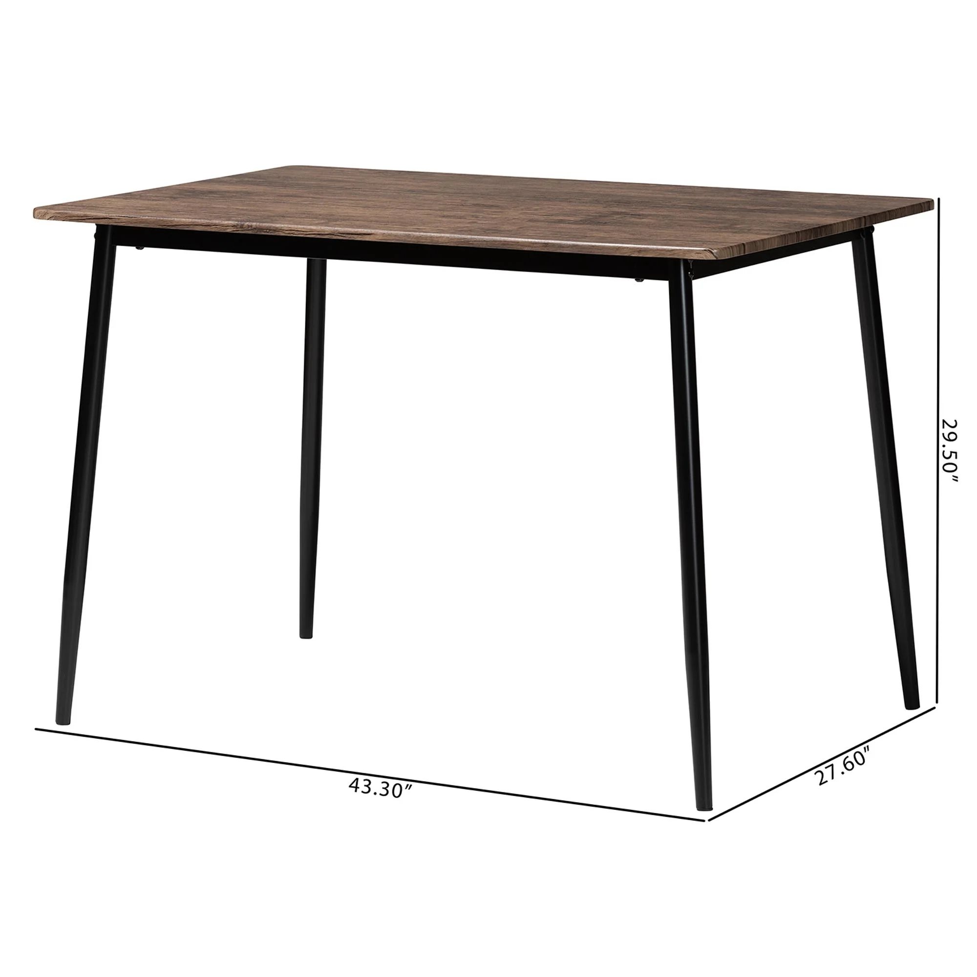 Baxton Studio Dalair Industrial Rustic Brown Wood and Metal Dining Table - Image 3