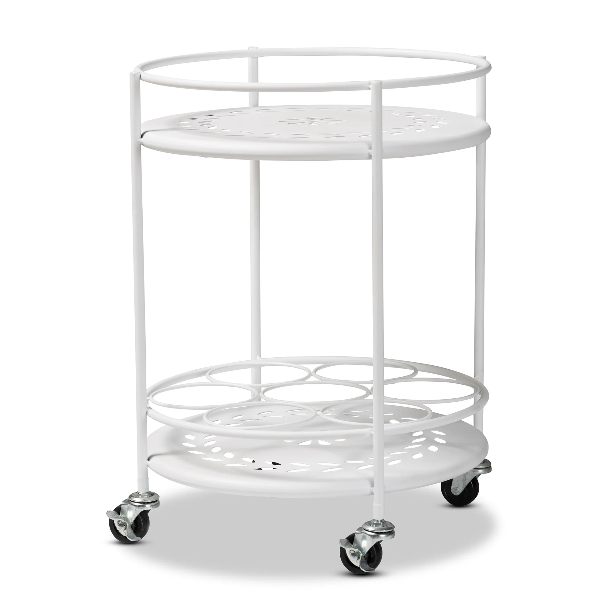 Baxton Studio Dallan Modern Industrial White Metal 2-Tier Kitchen Cart - Image 2