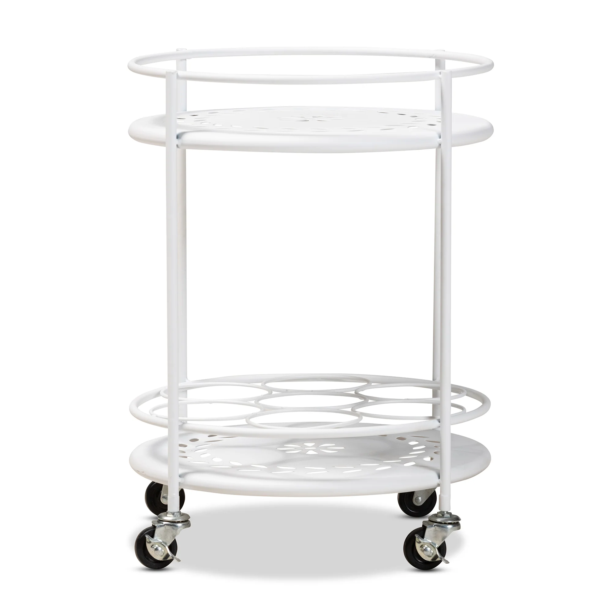 Baxton Studio Dallan Modern Industrial White Metal 2-Tier Kitchen Cart - Image 3