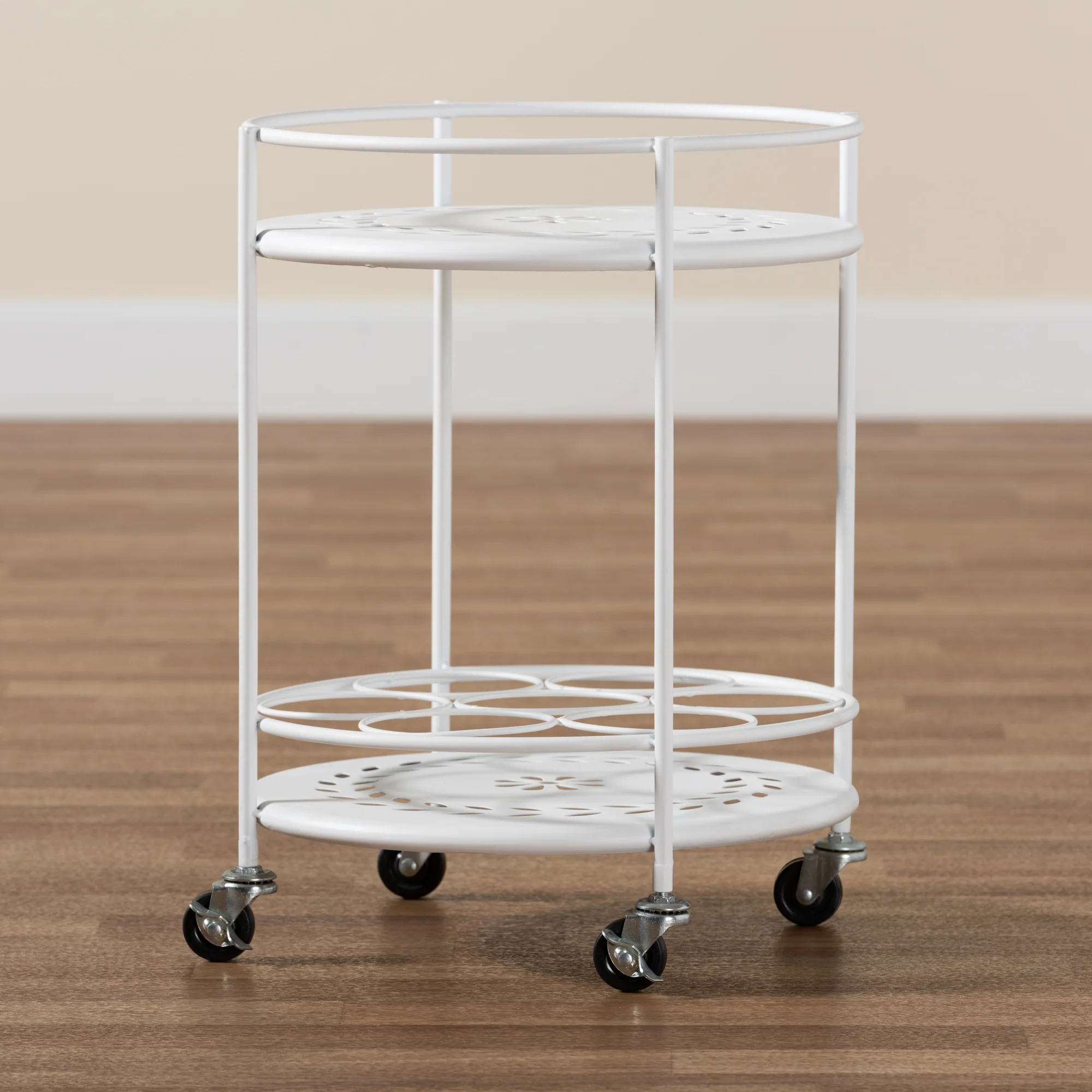 Baxton Studio Dallan Modern Industrial White Metal 2-Tier Kitchen Cart - Image 7