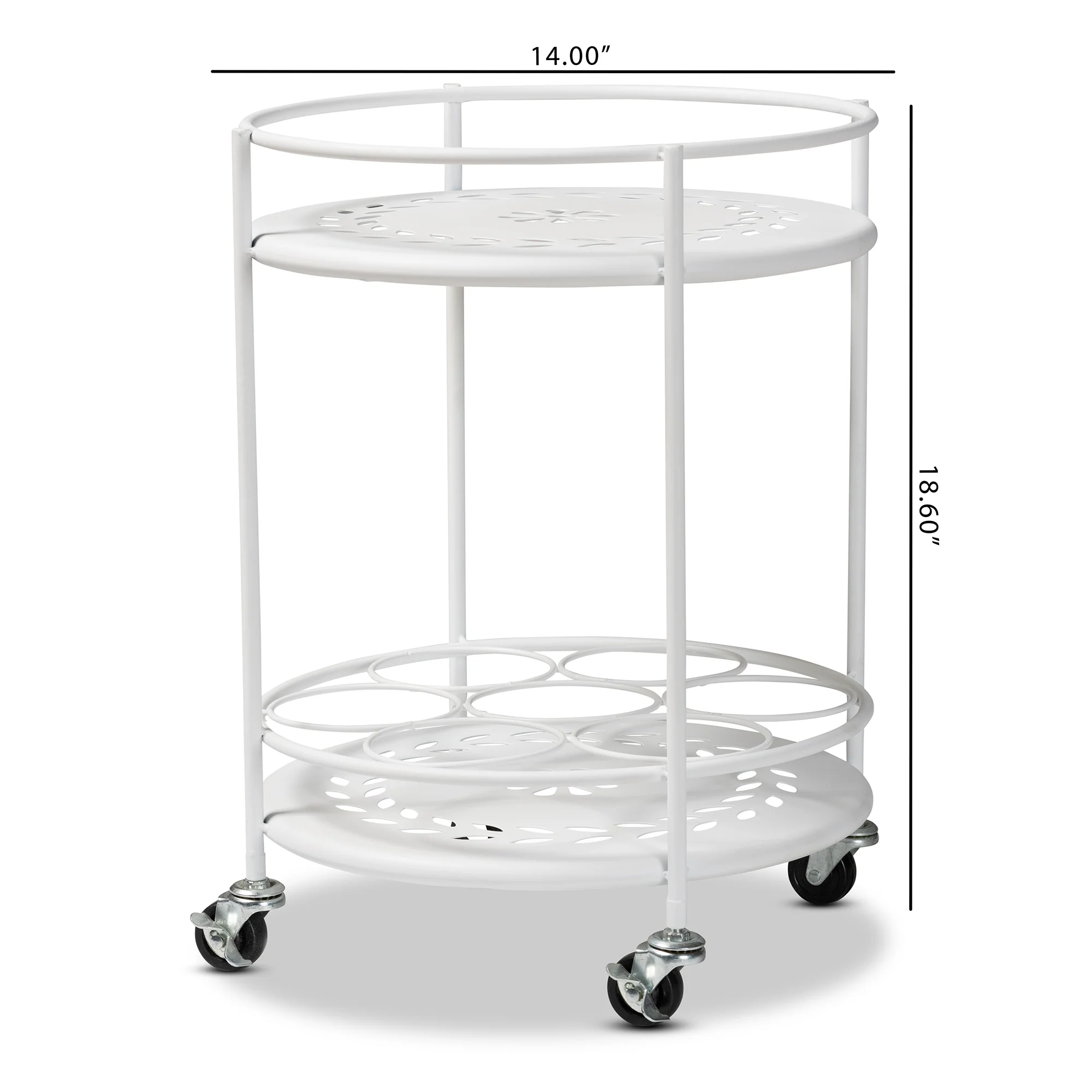 Baxton Studio Dallan Modern Industrial White Metal 2-Tier Kitchen Cart - Image 8