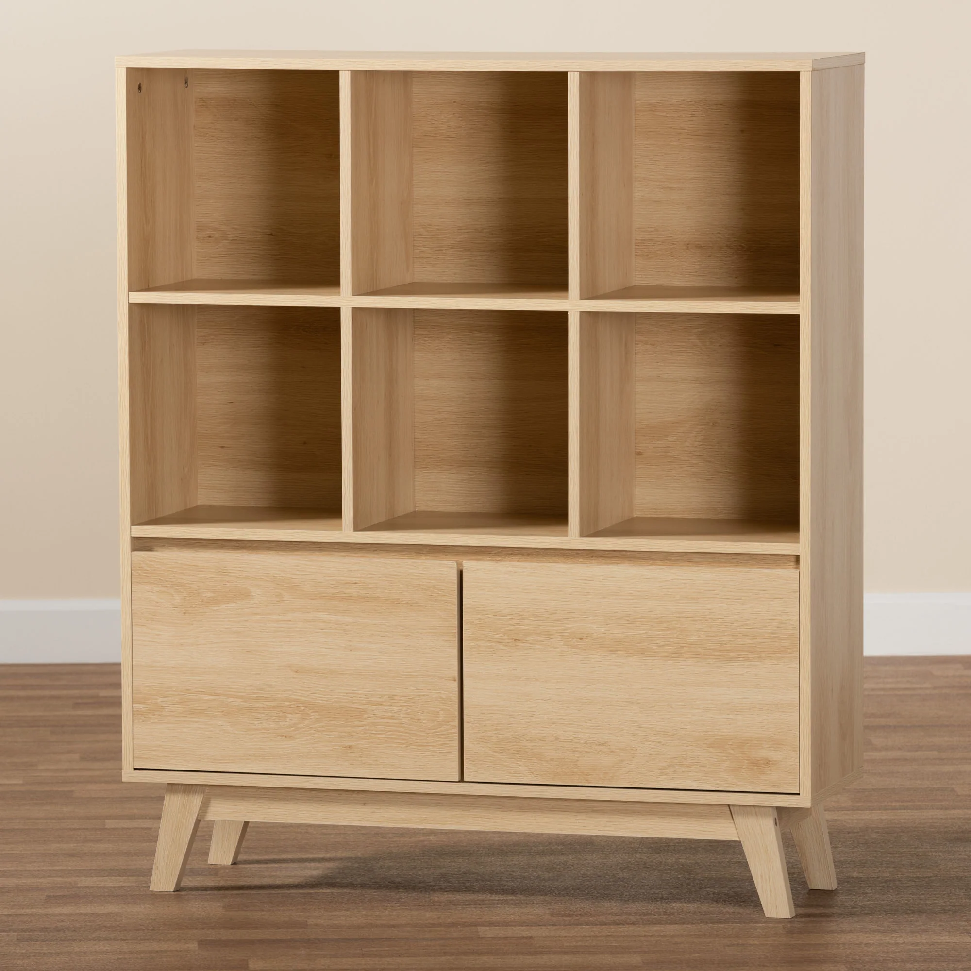 Baxton Studio Danina Japandi Oak Brown Finished Wood Bookshelf - Image 2