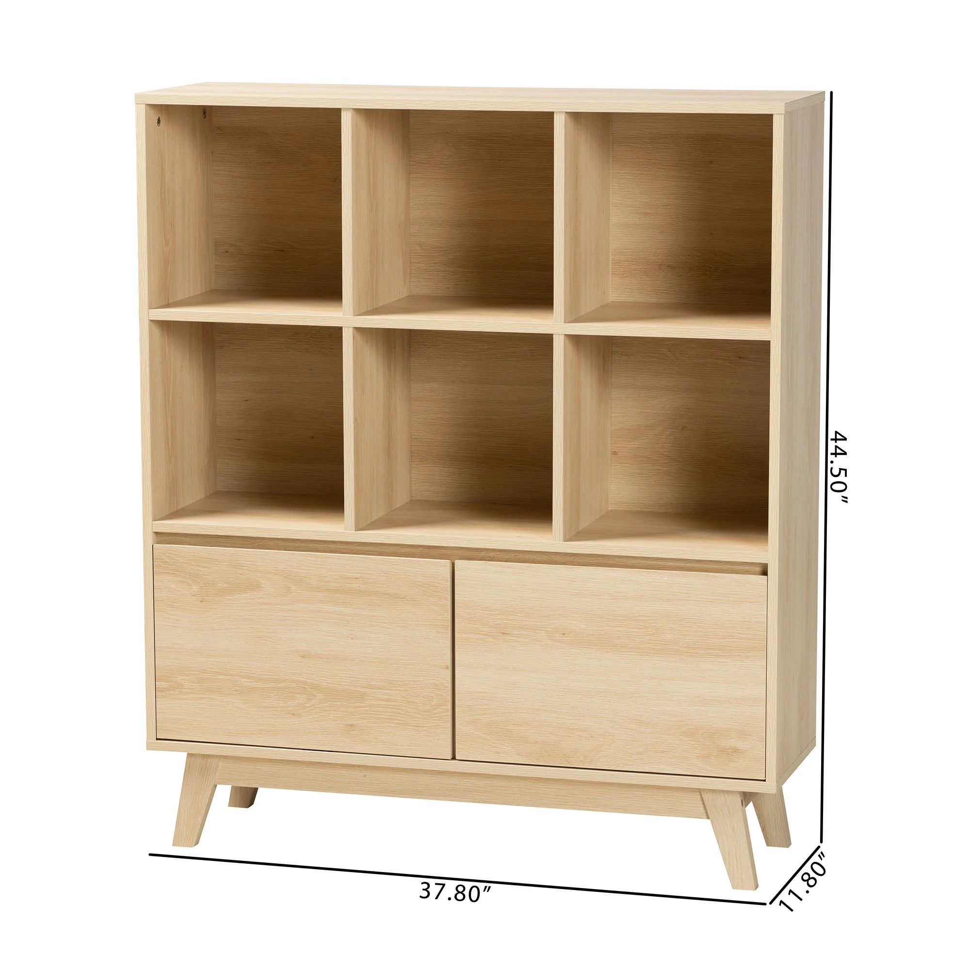 Baxton Studio Danina Japandi Oak Brown Finished Wood Bookshelf - Image 3