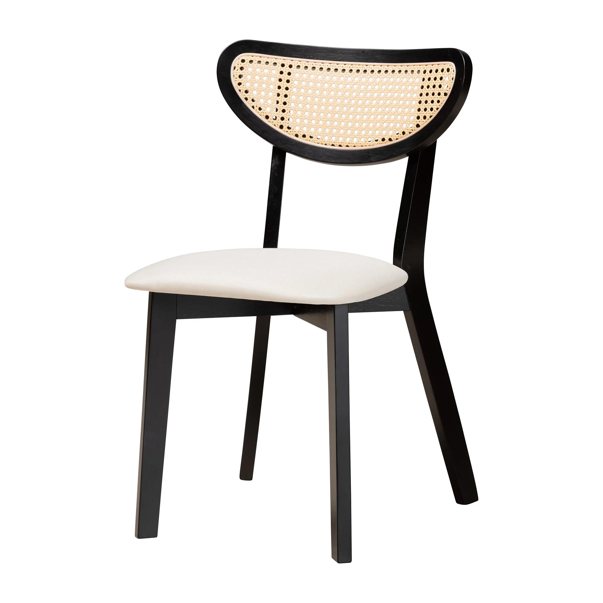 Baxton Studio Dannell Mid-Century Modern Cream Fabric and Black Finished Wood 5-Piece Dining Set - Image 3