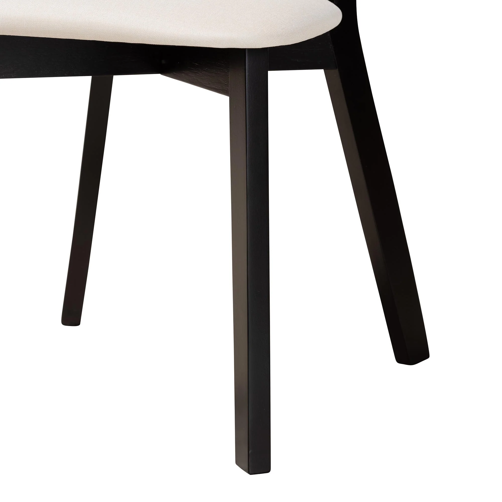 Baxton Studio Dannell Mid-Century Modern Cream Fabric and Black Finished Wood 5-Piece Dining Set - Image 7