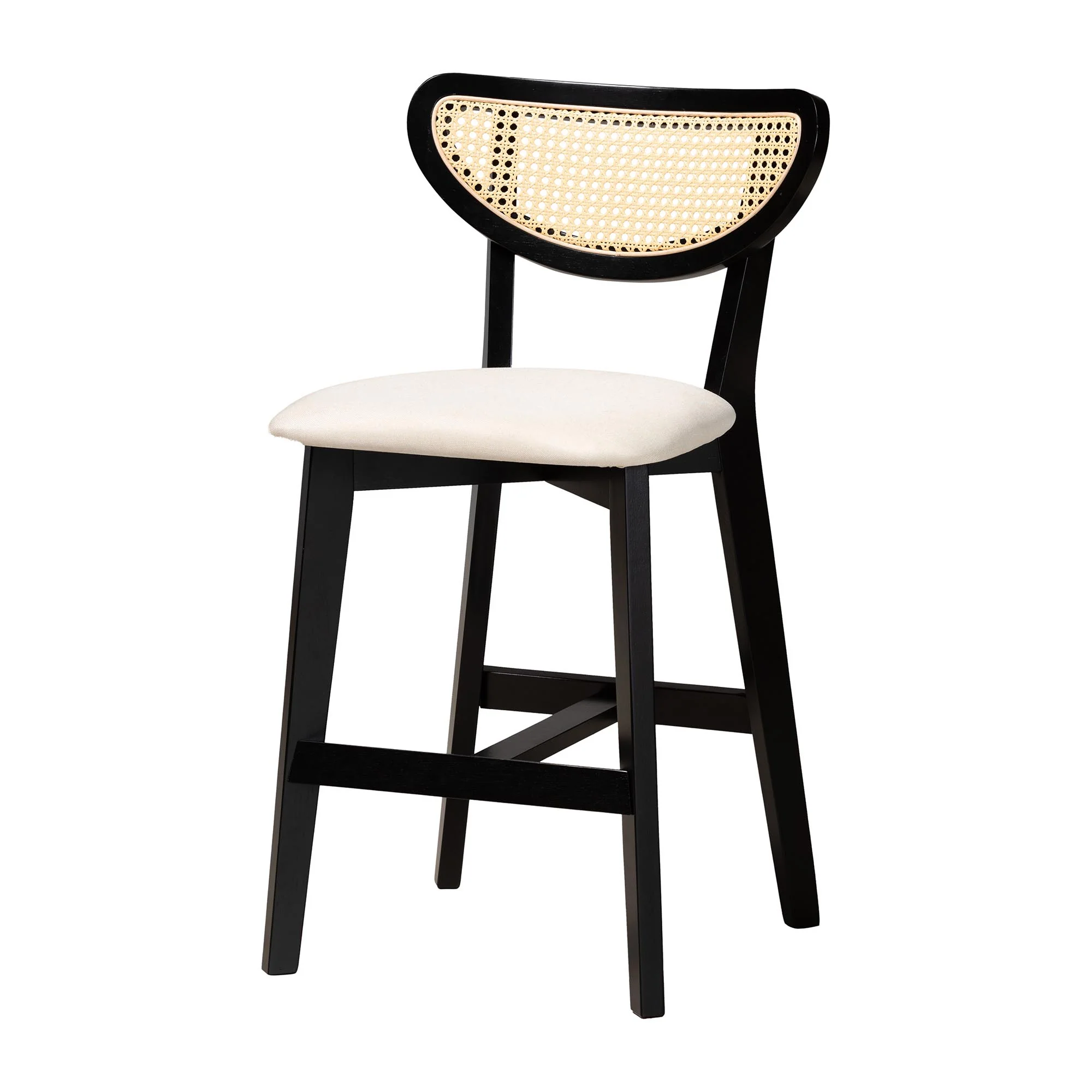 Baxton Studio Dannell Mid-Century Modern Cream Fabric and Black Finished Wood 5-Piece Pub Set - Image 3