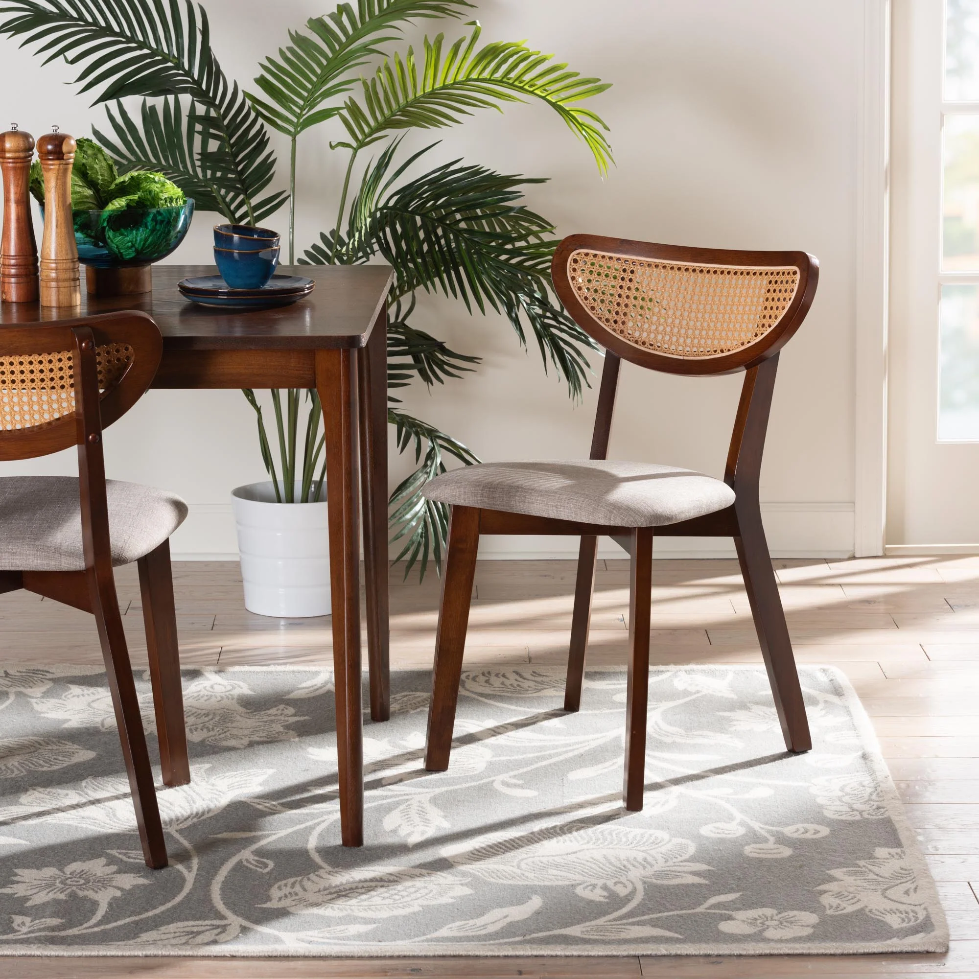 Baxton Studio Dannell Mid-Century Modern Cream Fabric and Black Finished Wood Dining Chair - Image 10