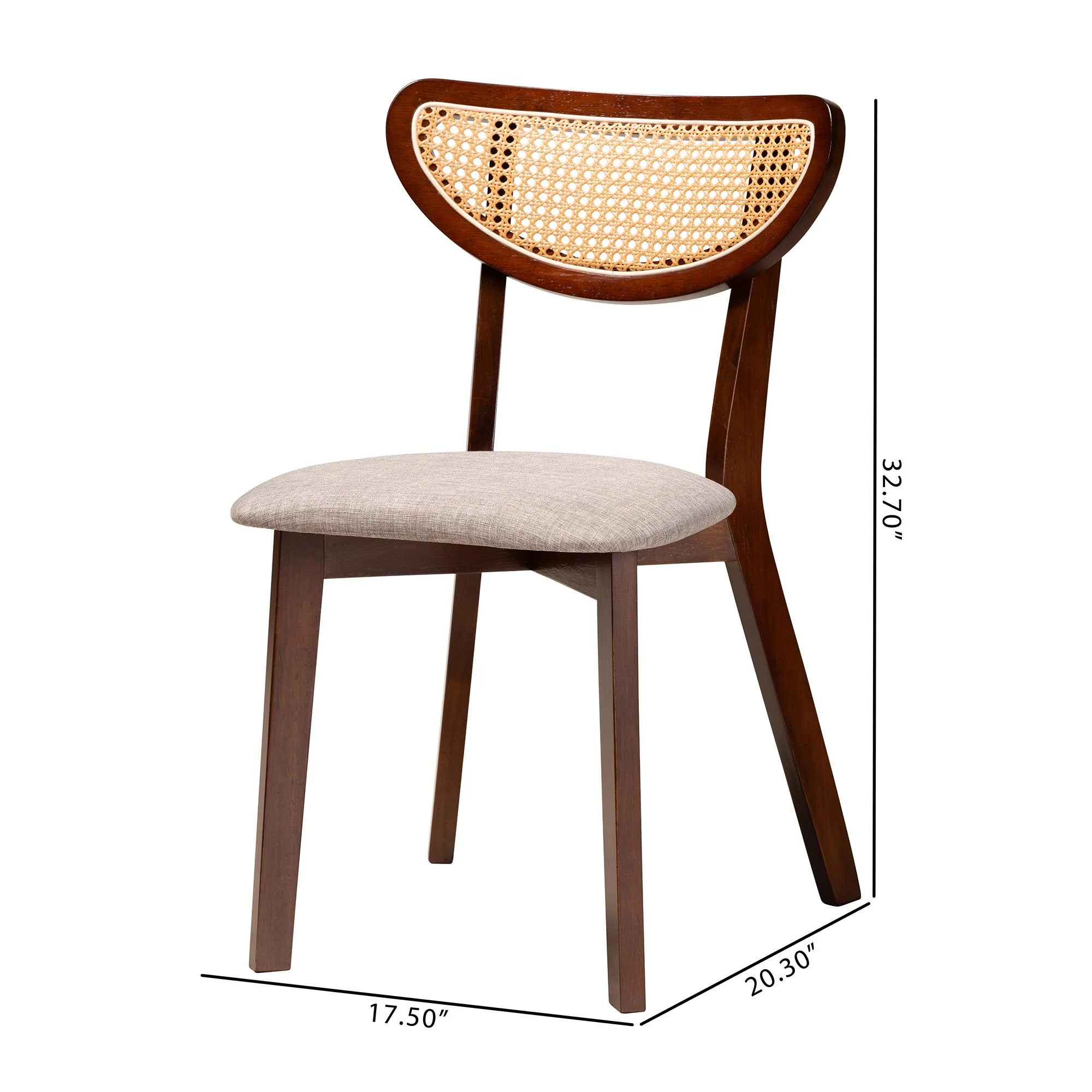 Baxton Studio Dannell Mid-Century Modern Cream Fabric and Black Finished Wood Dining Chair - Image 17