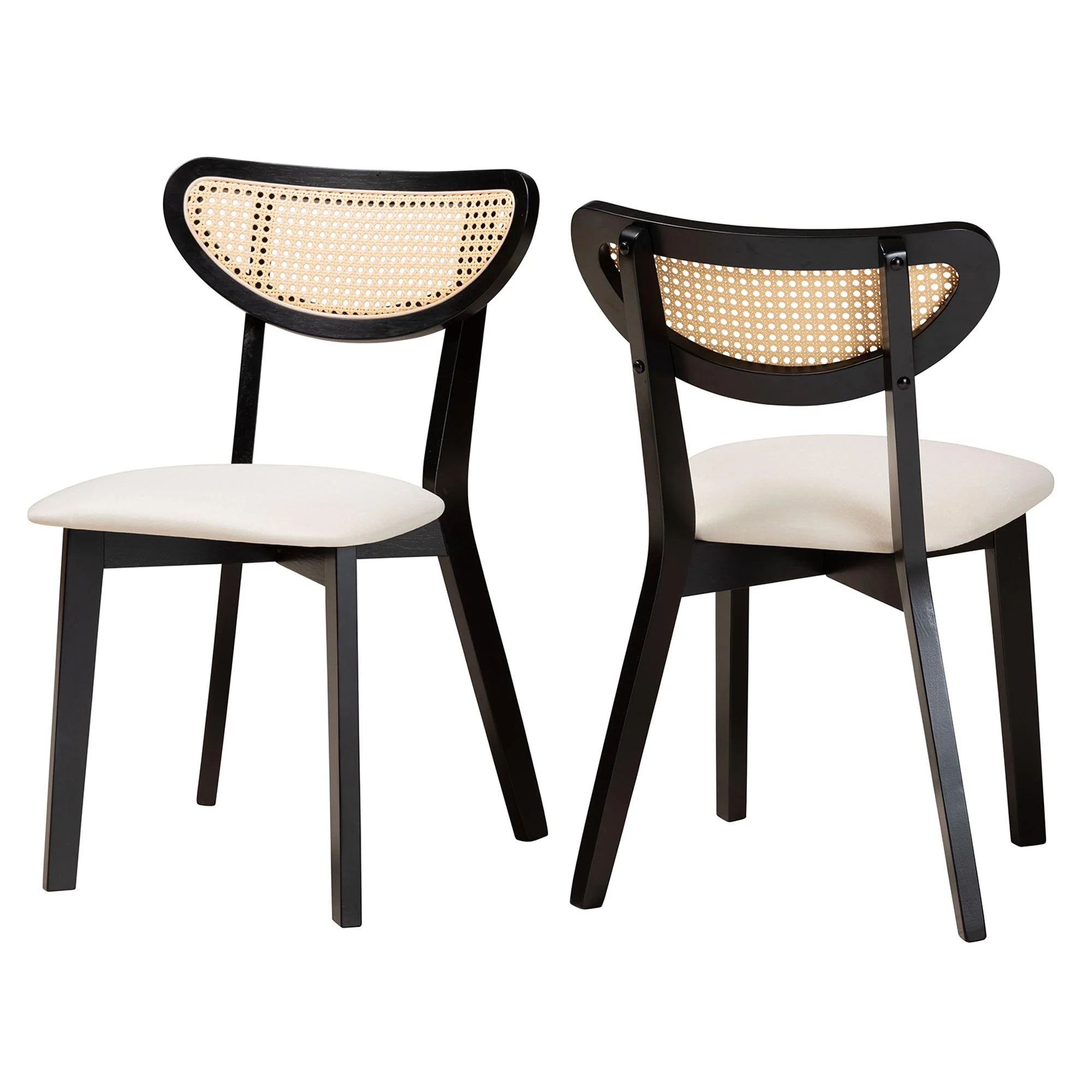 Baxton Studio Dannell Mid-Century Modern Cream Fabric and Black Finished Wood Dining Chair - Image 2