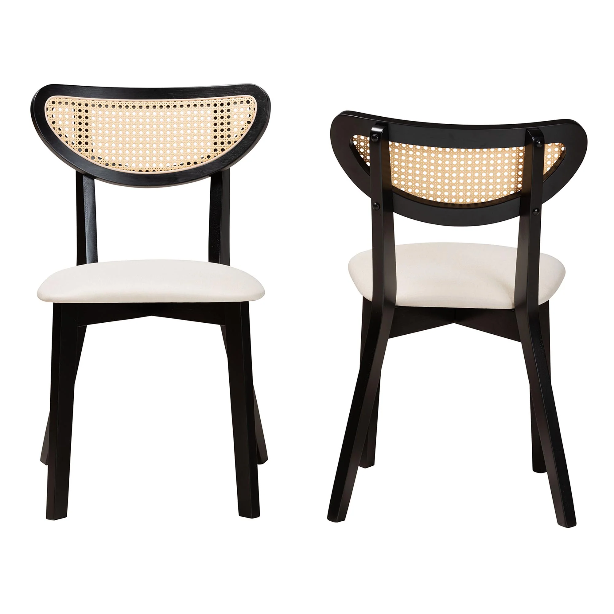 Baxton Studio Dannell Mid-Century Modern Cream Fabric and Black Finished Wood Dining Chair - Image 3