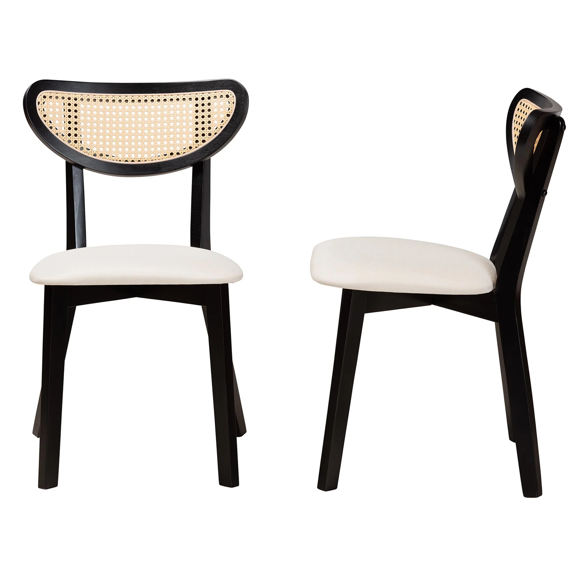 Baxton Studio Dannell Mid-Century Modern Cream Fabric and Black Finished Wood Dining Chair - Image 4