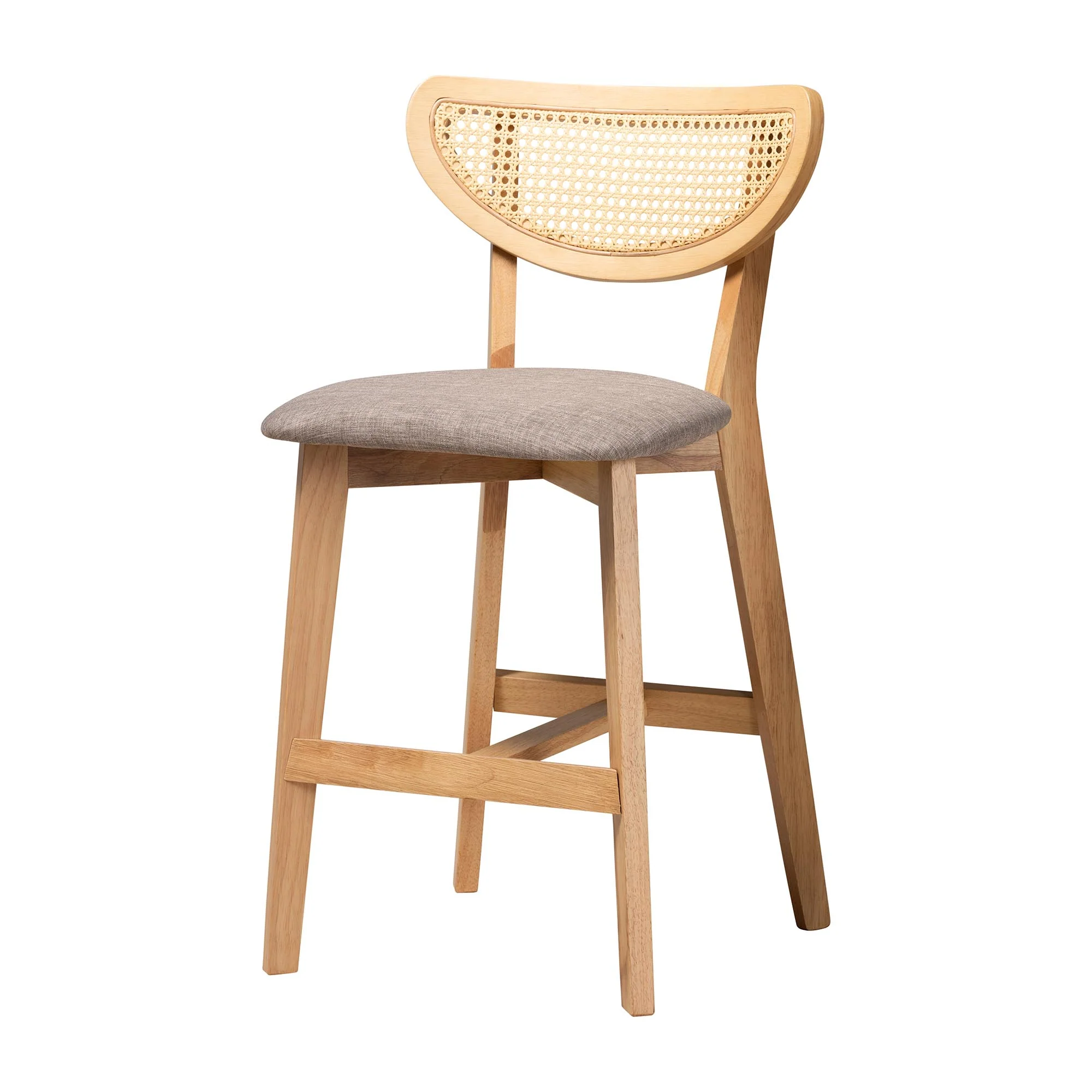 Baxton Studio Dannell Mid-Century Modern Grey Fabric and Natural Oak Finished Wood 5-Piece Pub Set - Image 5