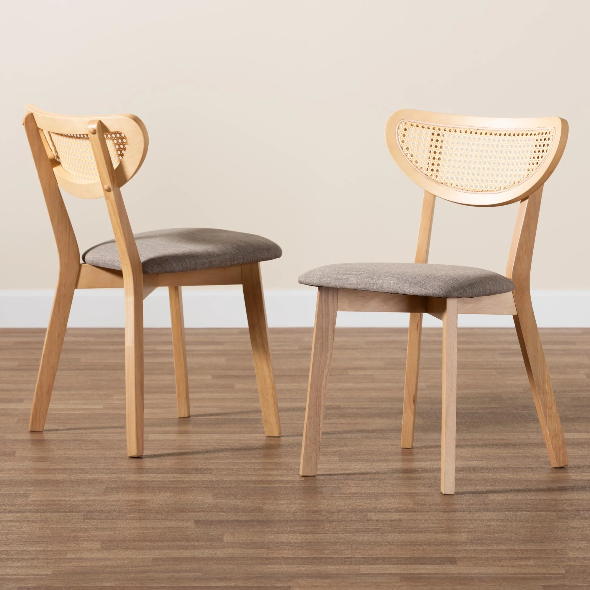 Baxton Studio Dannell Mid-Century Modern Grey Fabric and Natural Oak Finished Wood Dining Chair - Image 2
