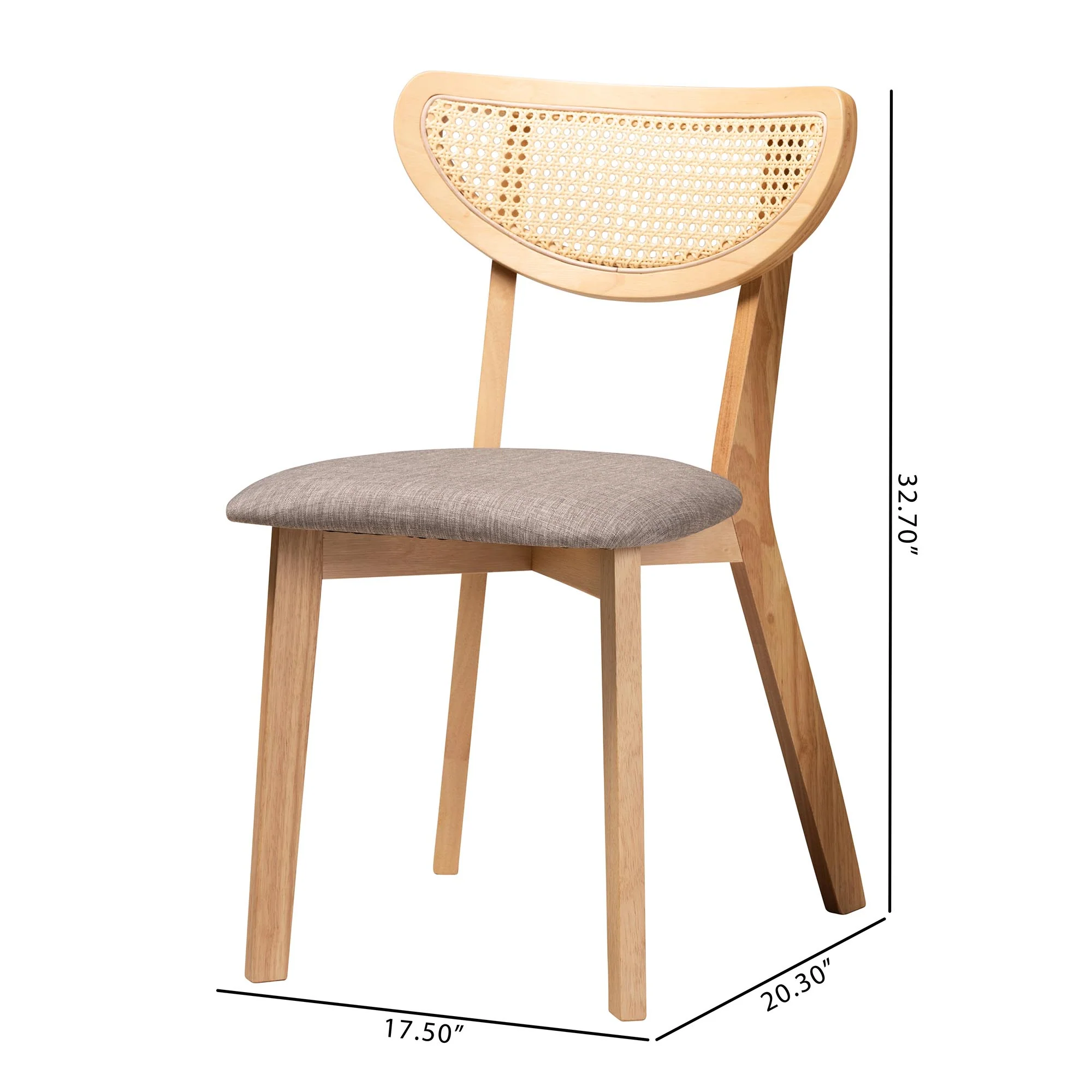Baxton Studio Dannell Mid-Century Modern Grey Fabric and Natural Oak Finished Wood Dining Chair - Image 3