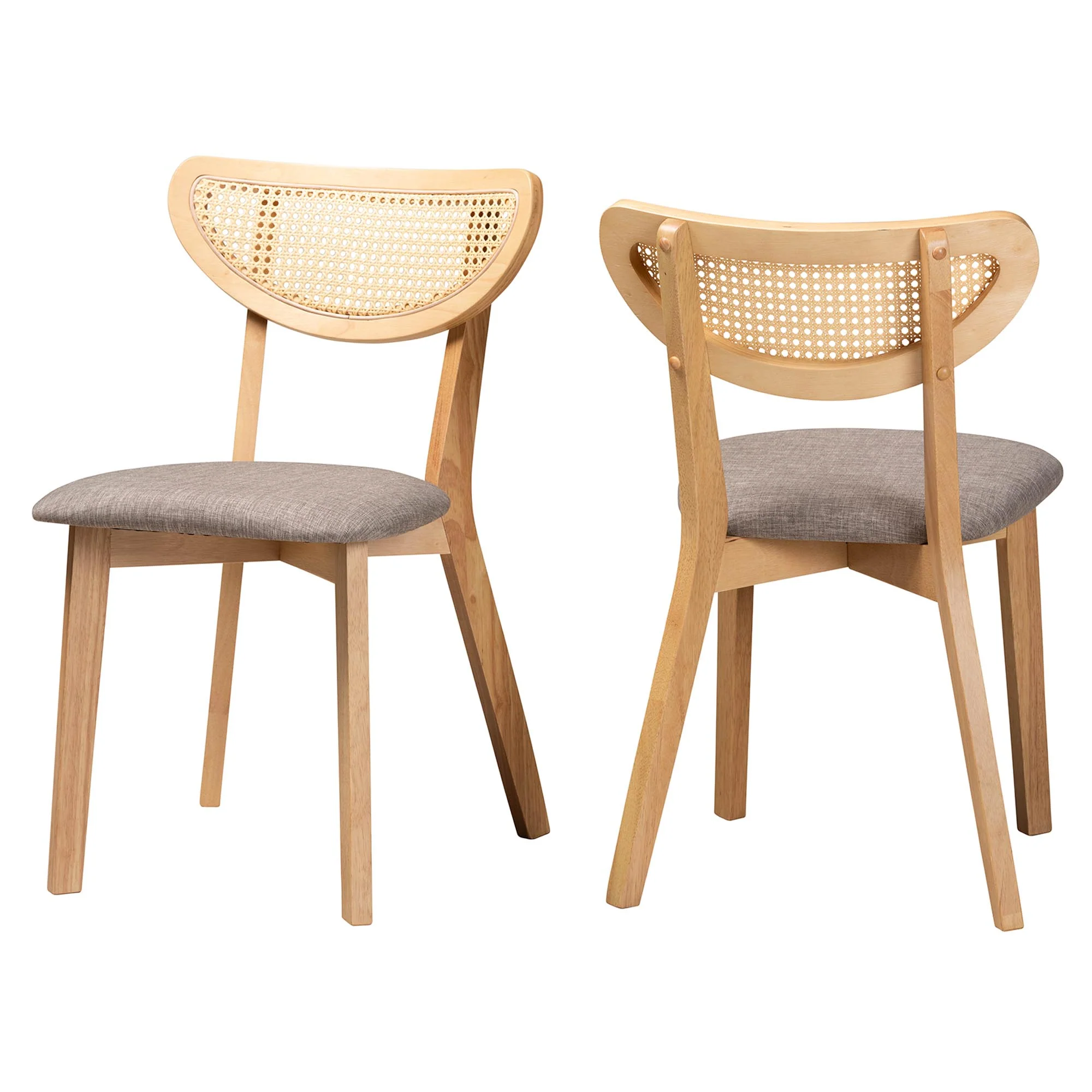 Baxton Studio Dannell Mid-Century Modern Grey Fabric and Natural Oak Finished Wood Dining Chair - Image 4
