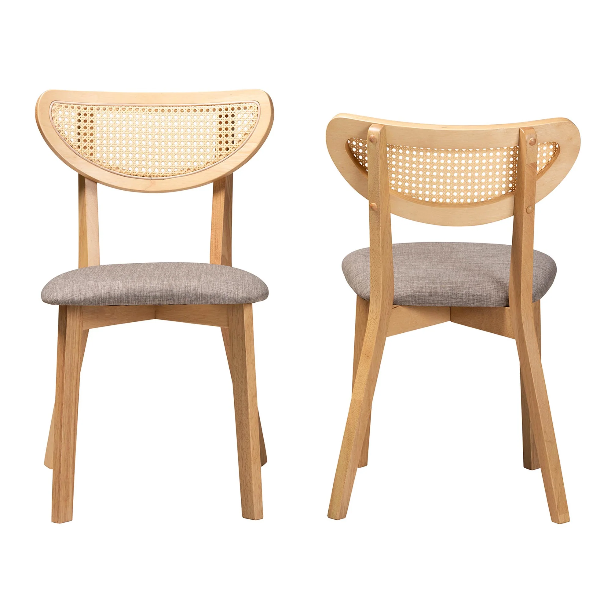 Baxton Studio Dannell Mid-Century Modern Grey Fabric and Natural Oak Finished Wood Dining Chair - Image 5