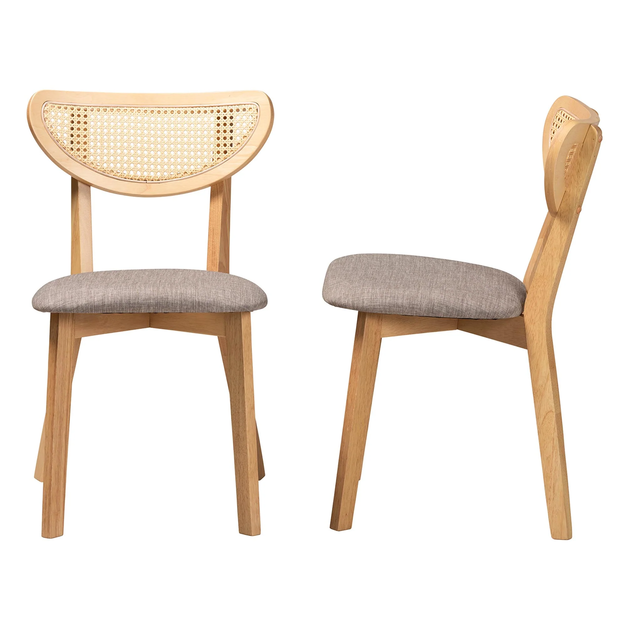 Baxton Studio Dannell Mid-Century Modern Grey Fabric and Natural Oak Finished Wood Dining Chair - Image 6