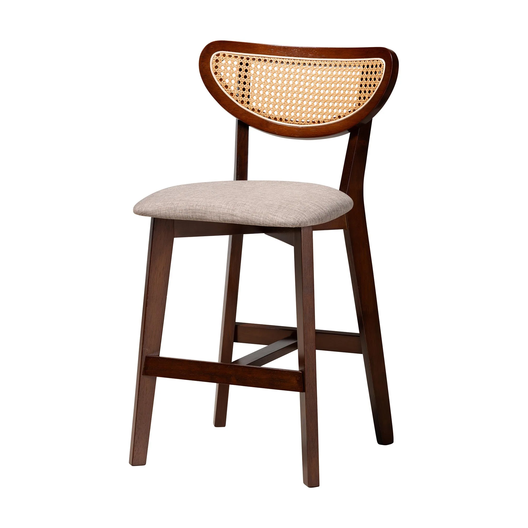 Baxton Studio Dannell Mid-Century Modern Grey Fabric and Walnut Brown Finished Wood 5-Piece Pub Set - Image 5