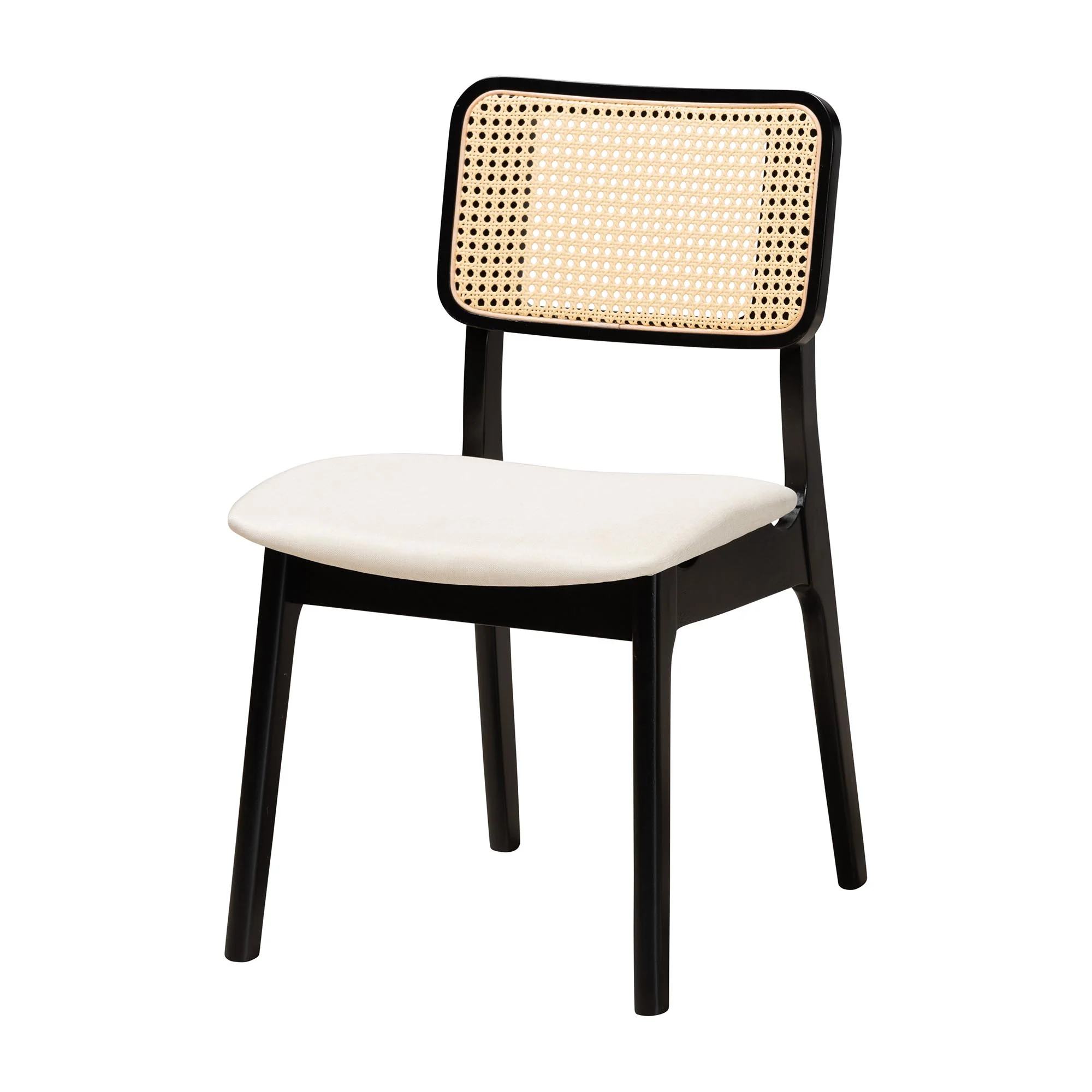Baxton Studio Dannon Mid-Century Modern Cream Fabric and Black Finished Wood 5-Piece Dining Set - Image 3
