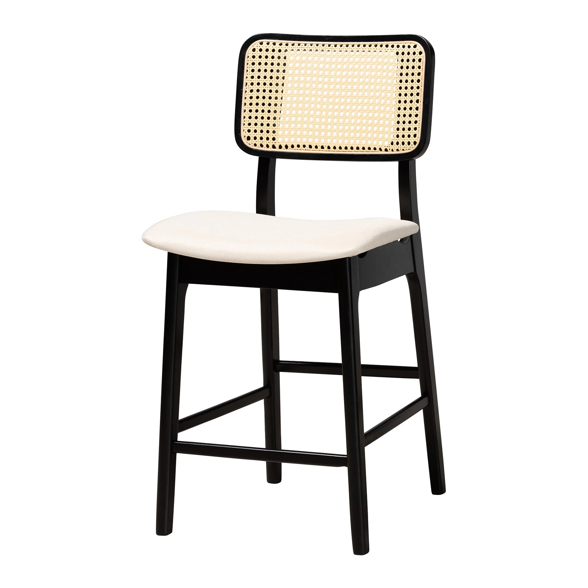 Baxton Studio Dannon Mid-Century Modern Cream Fabric and Black Finished Wood 5-Piece Pub Set - Image 5