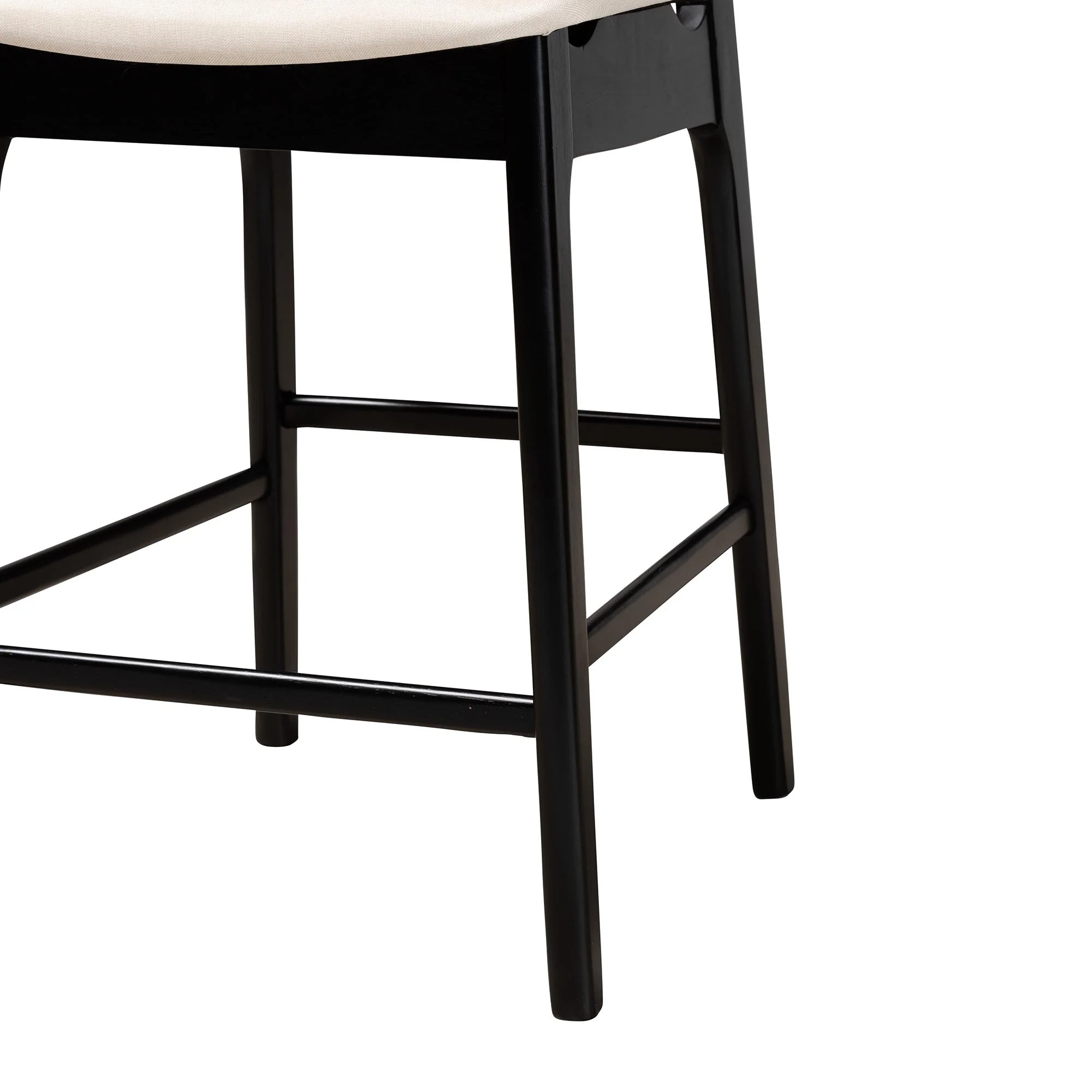Baxton Studio Dannon Mid-Century Modern Cream Fabric and Black Finished Wood 5-Piece Pub Set - Image 9