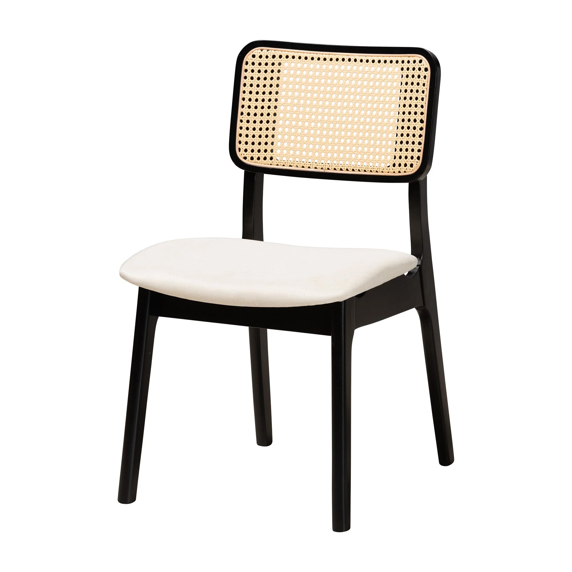 Baxton Studio Dannon Mid-Century Modern Cream Fabric and Black Finished Wood 7-Piece Dining Set - Image 3