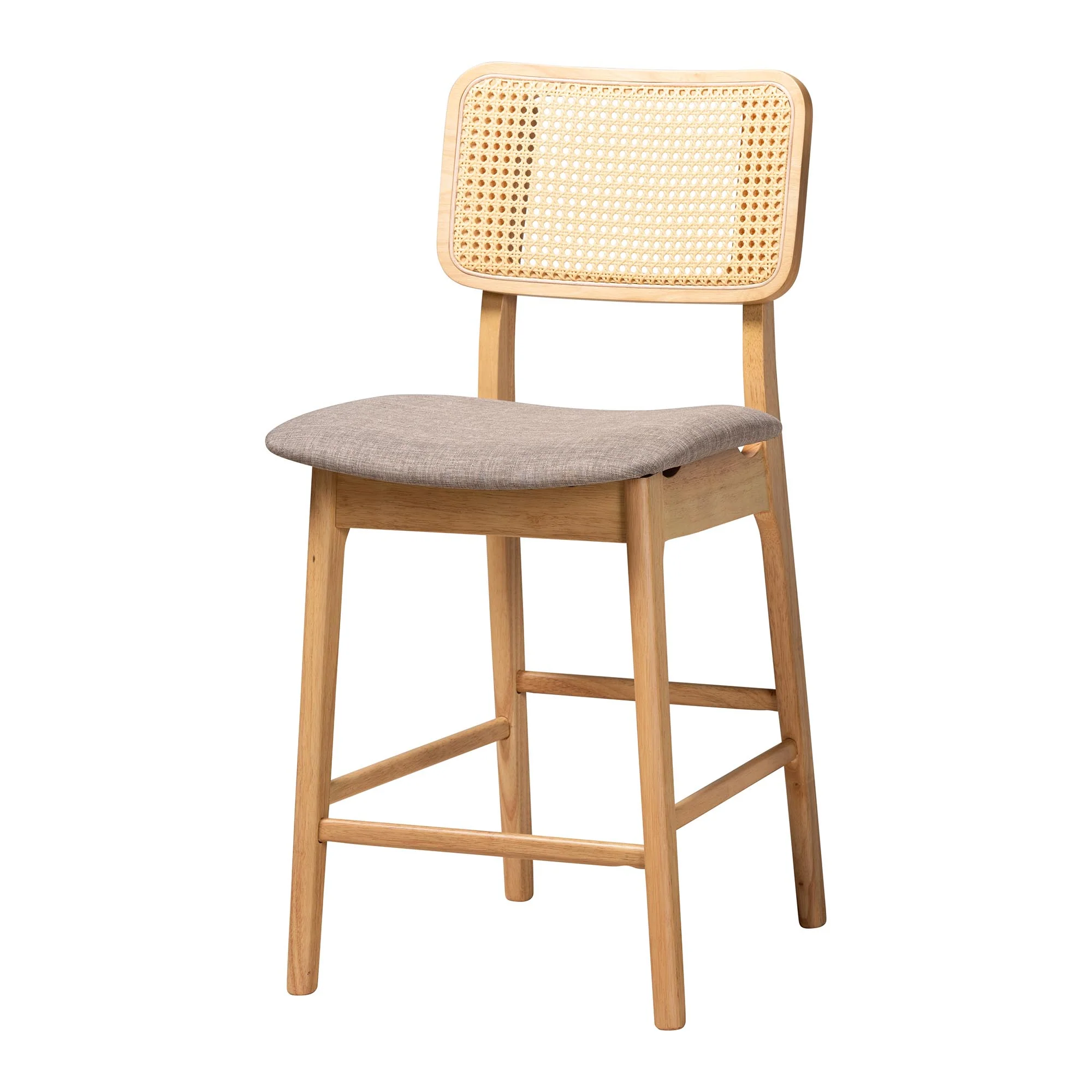 Baxton Studio Dannon Mid-Century Modern Grey Fabric and Natural Oak Finished Wood 5-Piece Pub Set - Image 3