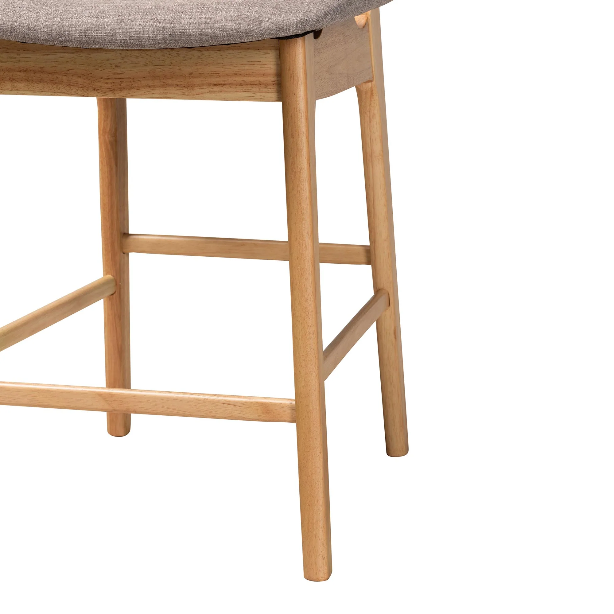 Baxton Studio Dannon Mid-Century Modern Grey Fabric and Natural Oak Finished Wood 5-Piece Pub Set - Image 7