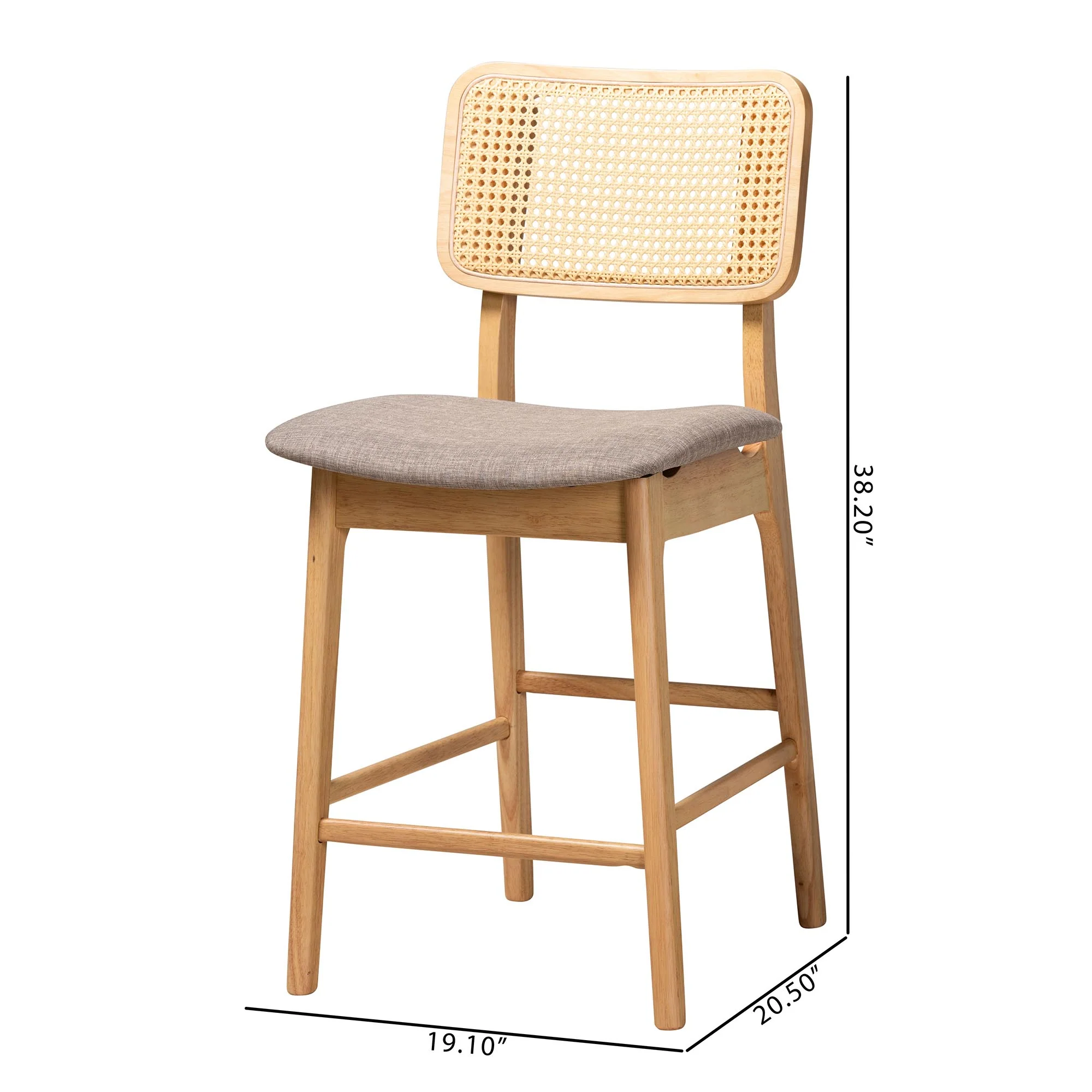 Baxton Studio Dannon Mid-Century Modern Grey Fabric and Walnut Brown Finished Wood 2-Piece Counter Stool Set - Image 17