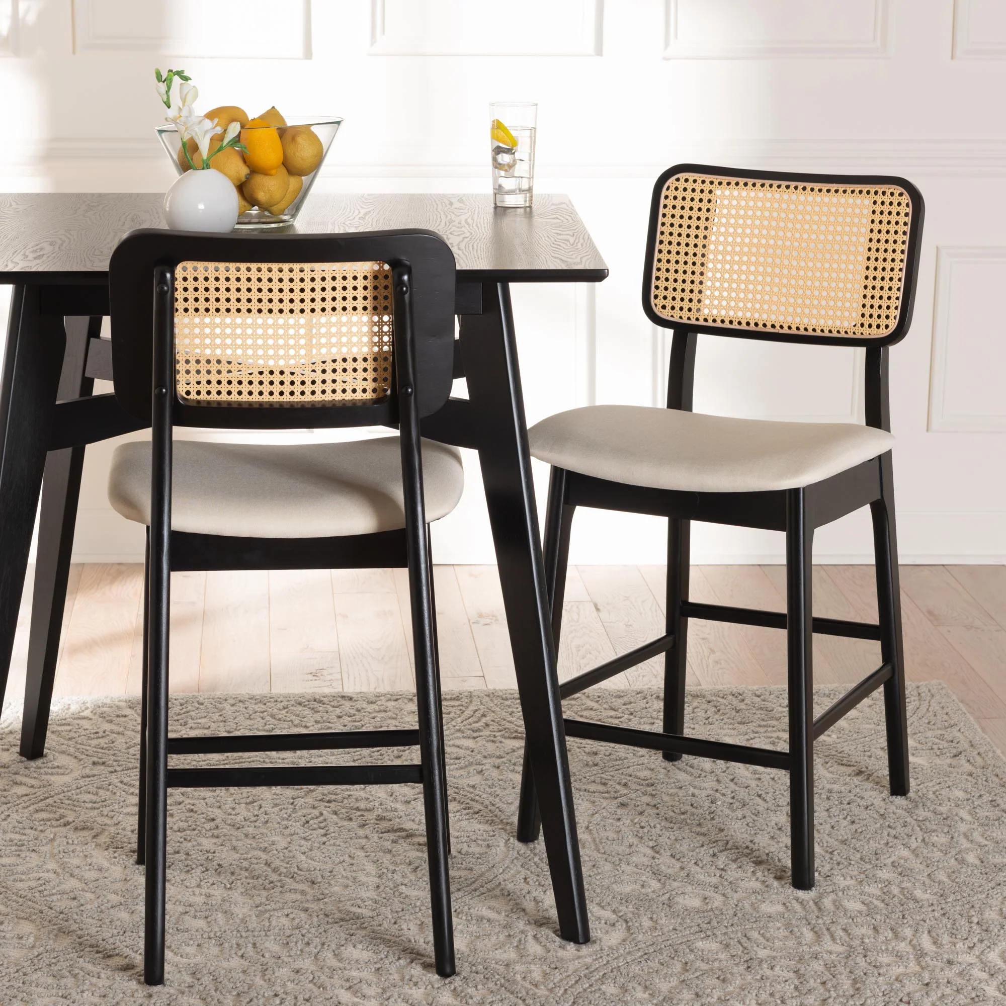 Baxton Studio Dannon Mid-Century Modern Grey Fabric and Walnut Brown Finished Wood 2-Piece Counter Stool Set - Image 19